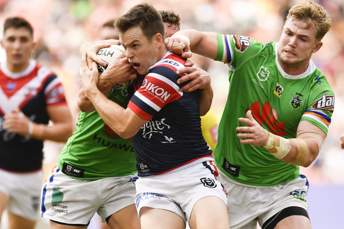Formula for success? Luke Keary pushes through the Raiders earlier this month. 