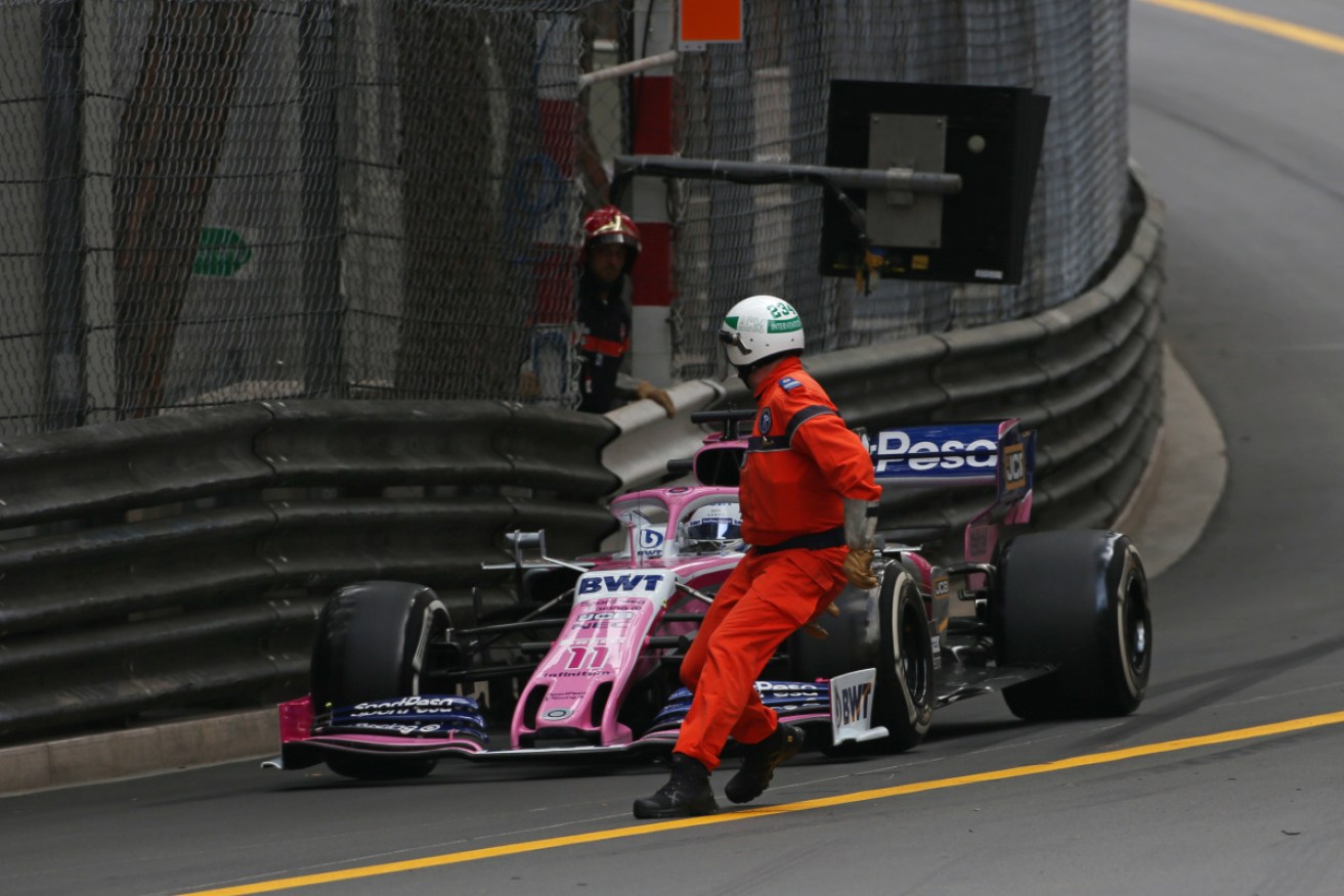 Mexican racing driver Sergio Perez had a close call with a marshall on track at Monaco.