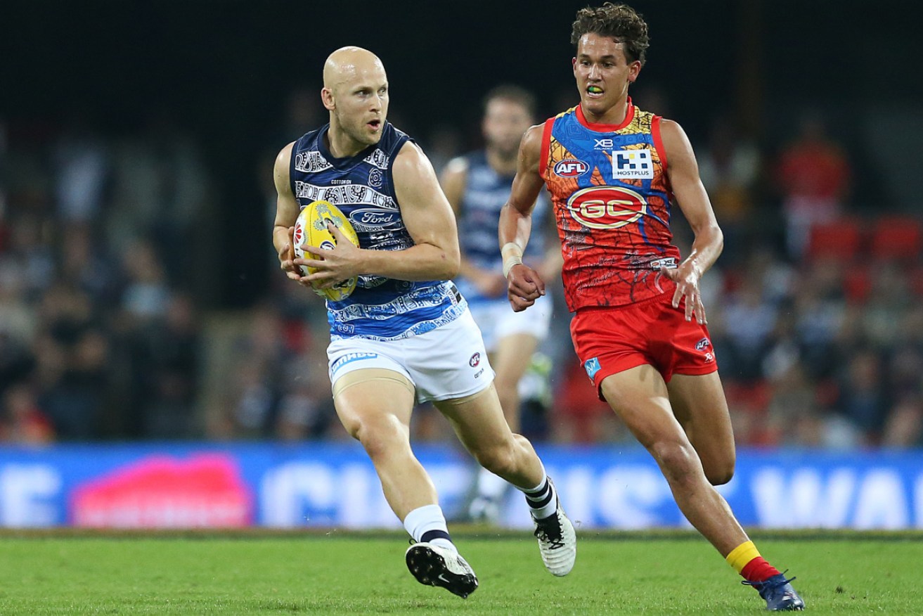 Angry Gary Ablett: The Geelong superstar got his first suspension in 2019. 