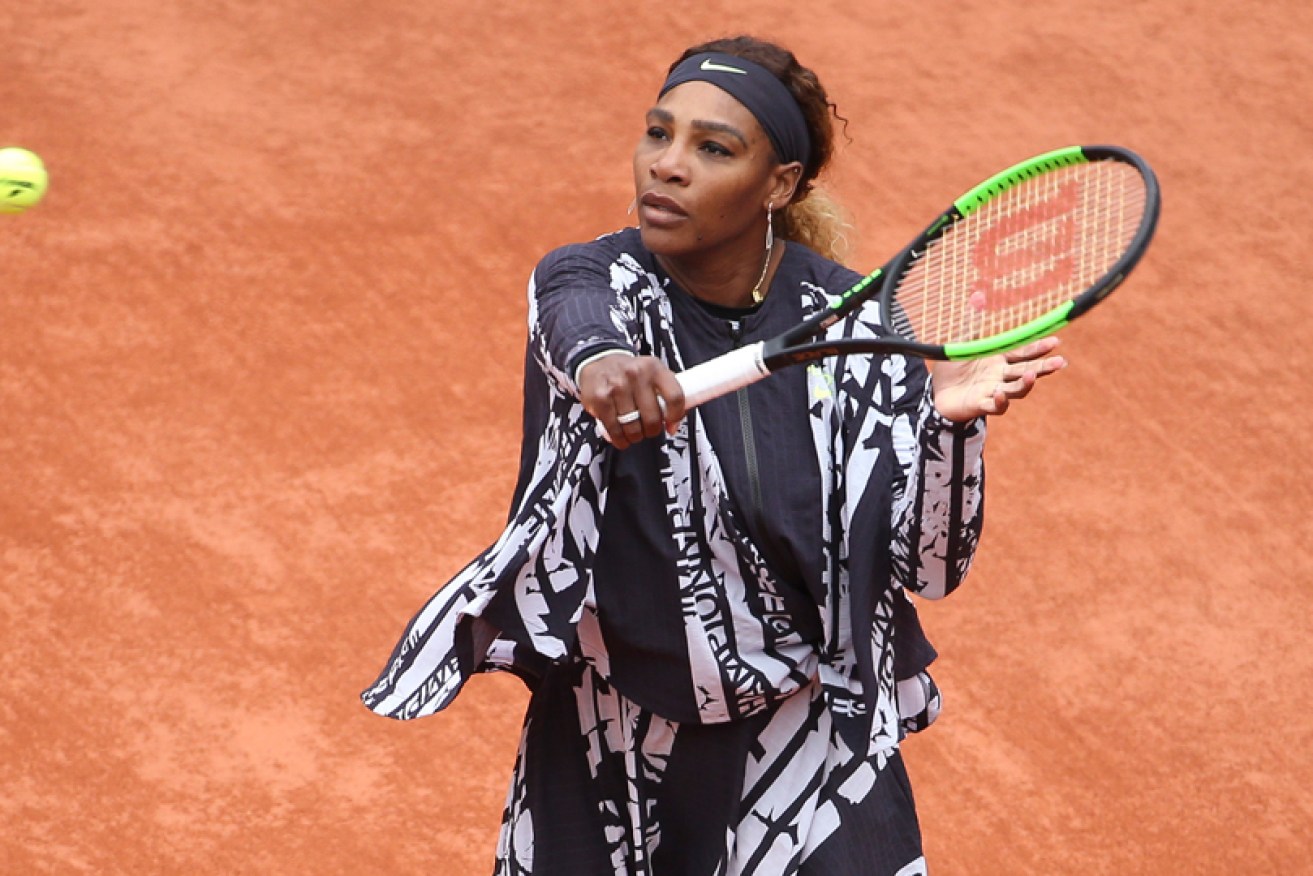 Serena WIlliams debut her latest high fashion on-court style at the French Open on May 27.