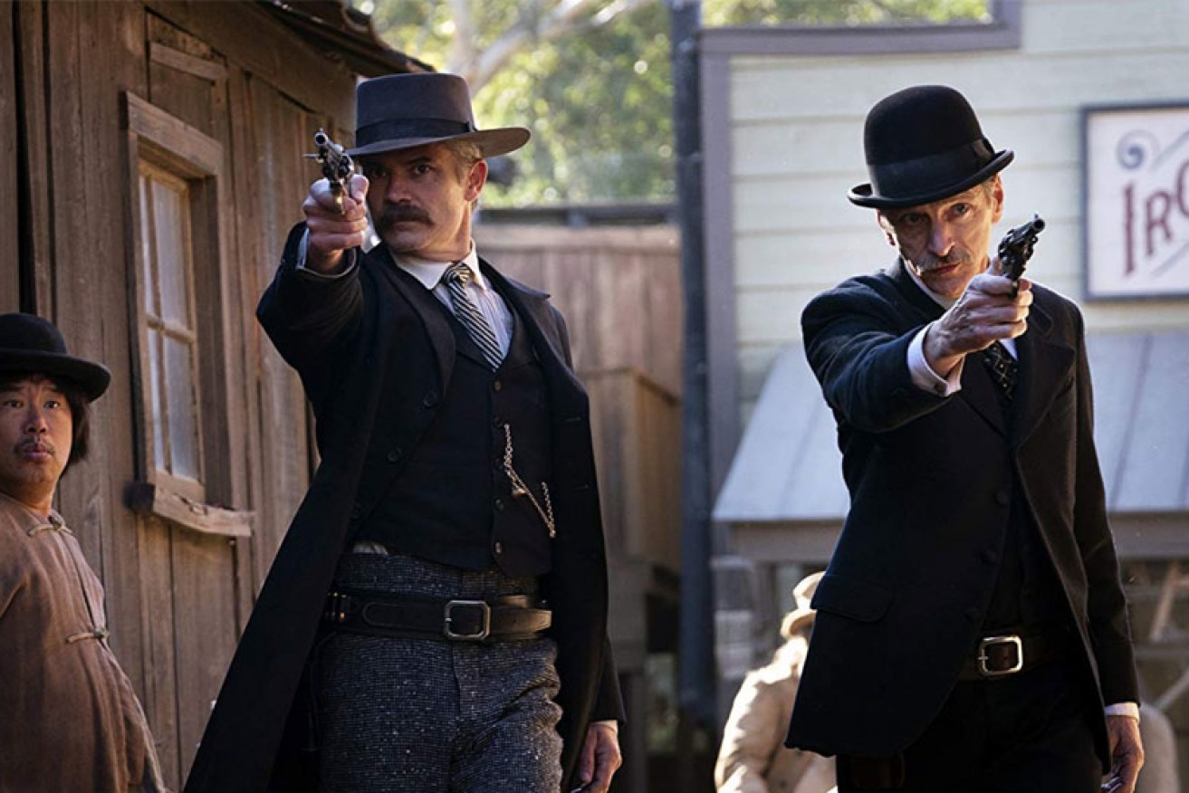 John Hawkes and Timothy Olyphant blast back to the small screen in <i>Deadwood: The Movie.</i>