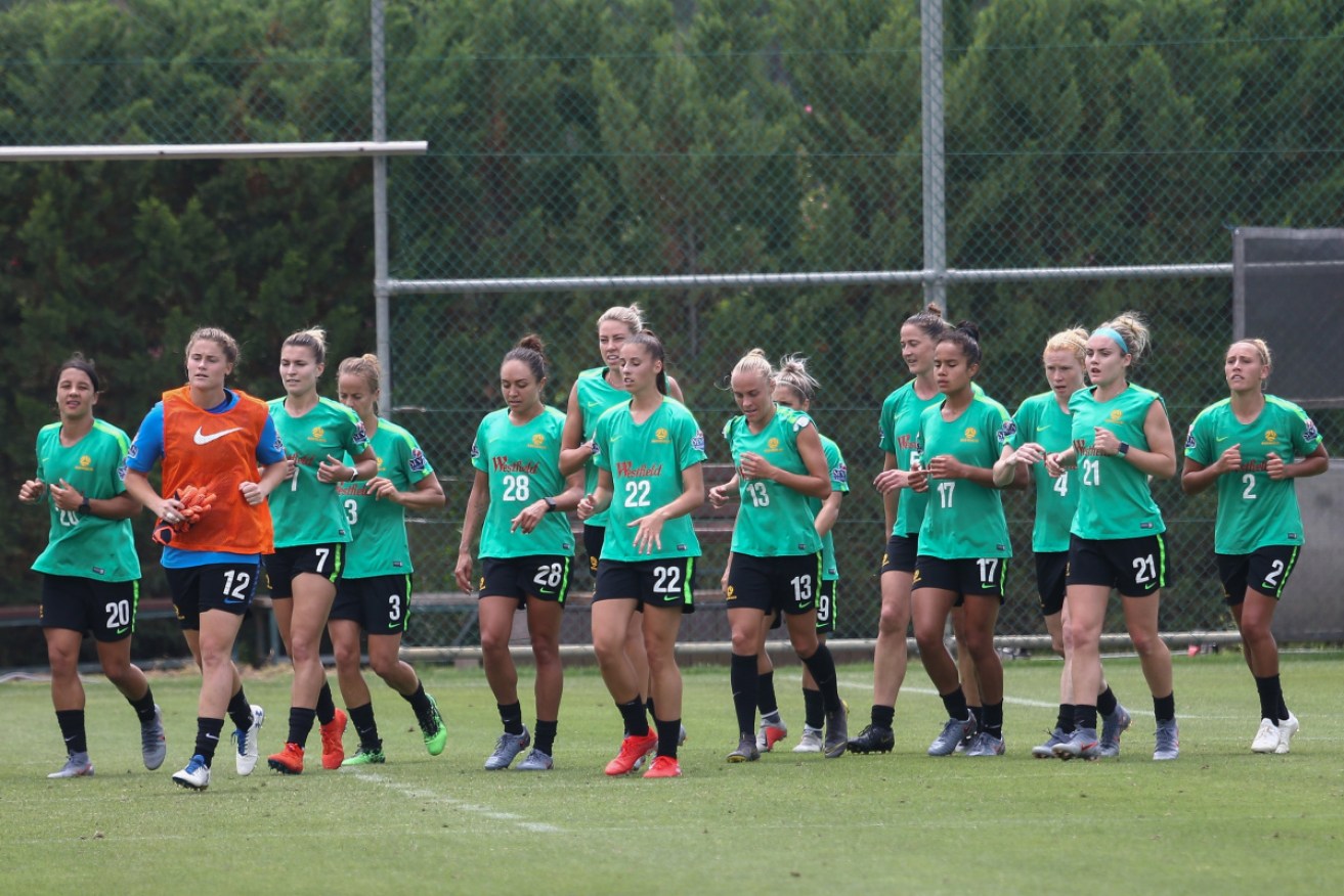 Rearing to go: The Matildas training in Antalya, Turkey ahead of the World Cup warm-up match against the Netherlands.  