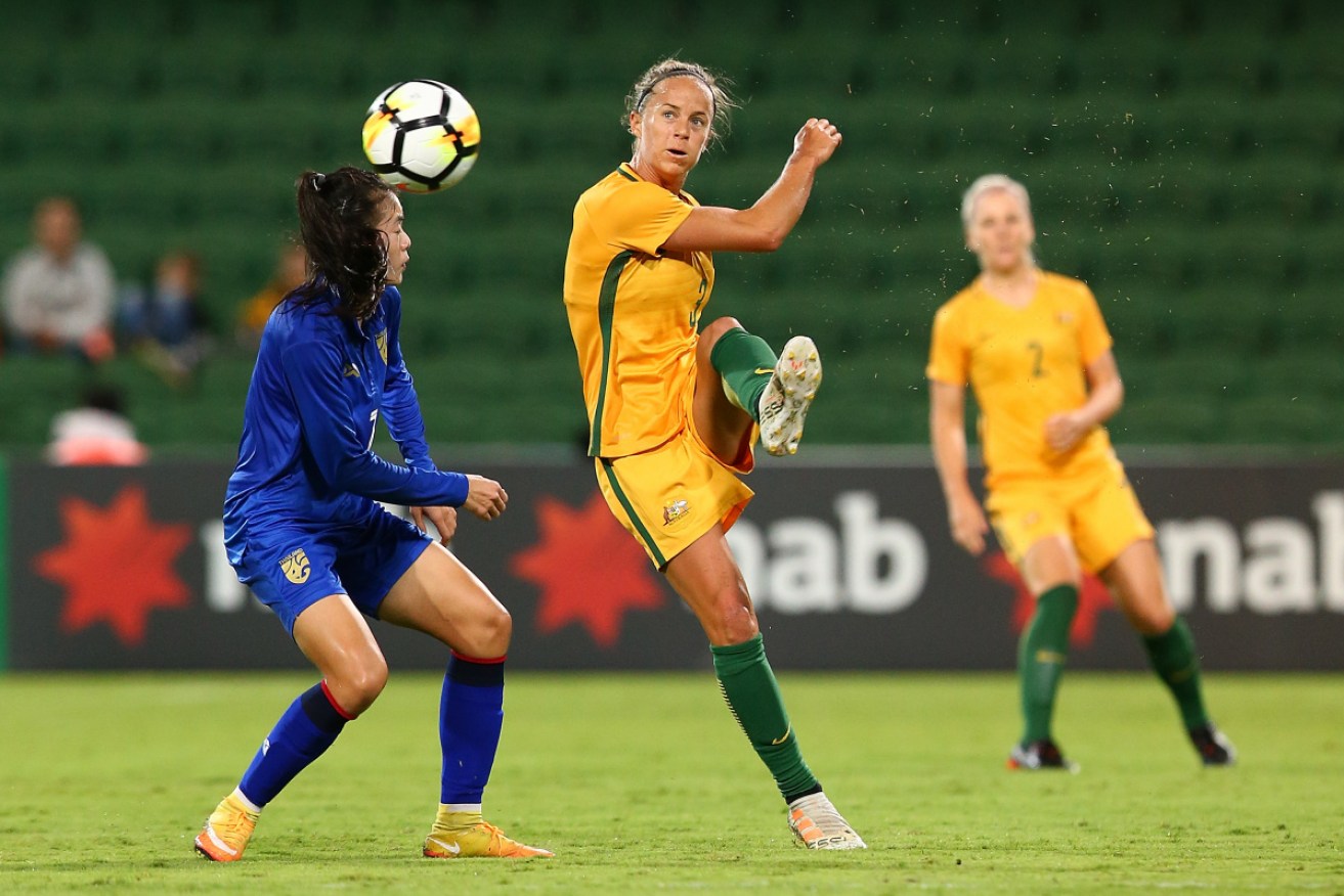 Matildas midfielder Aivi Luik in a match against Thailand.
