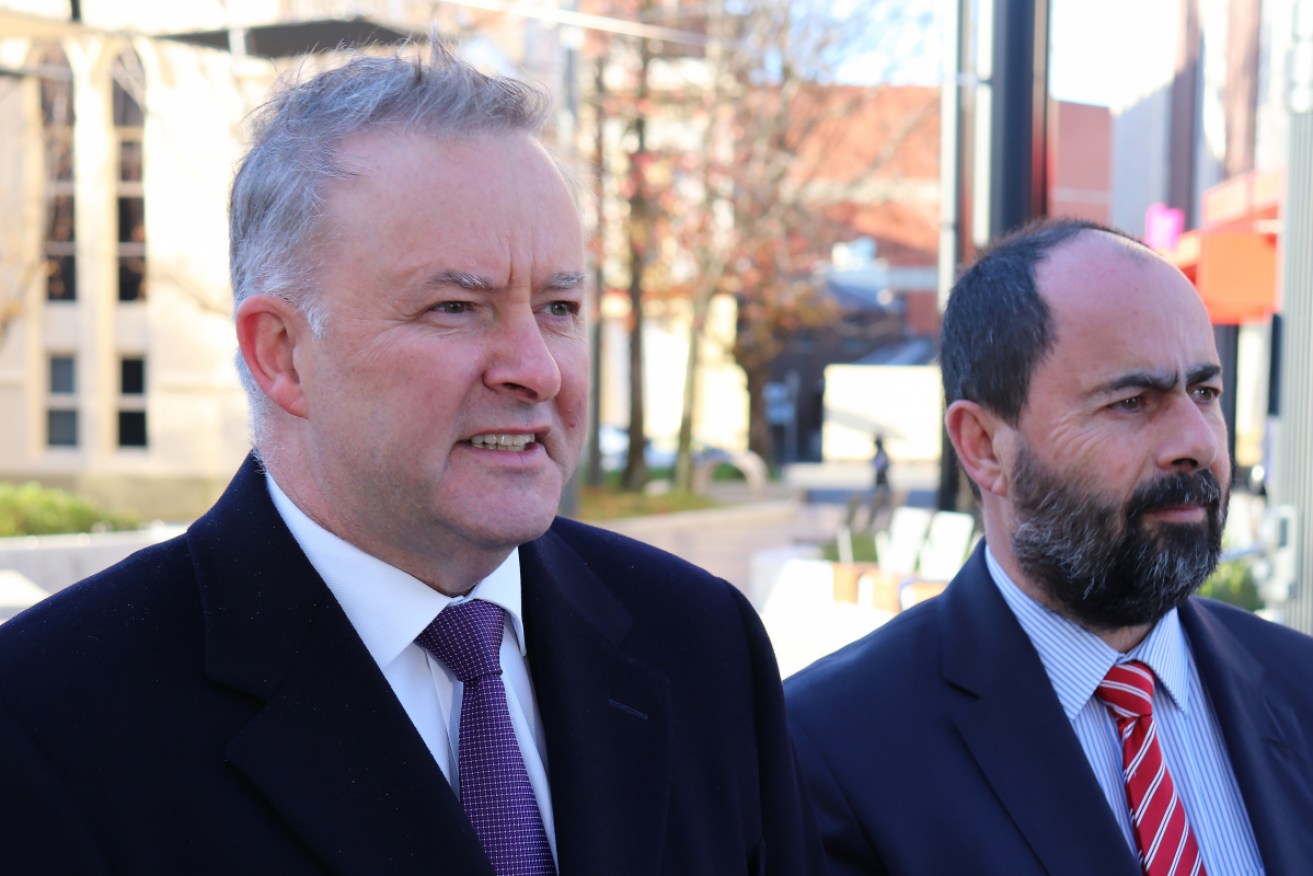 Mr Albanese in Launceston on Monday, with Labor's defeated candidate for Bass, Ross Hart.