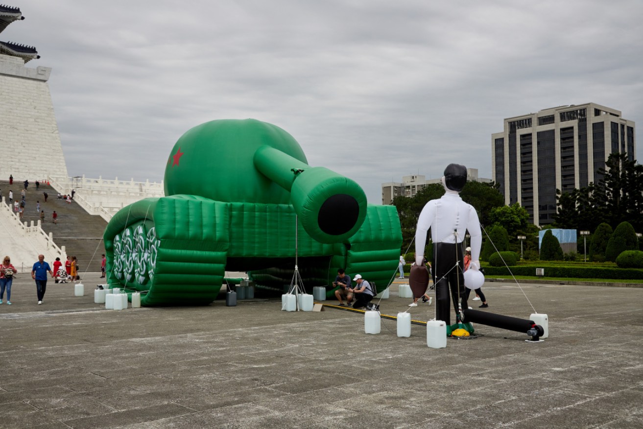'Tank Man', a public art work that commemorates the Tiananmen Square massacre, on display in Taipei, Taiwan.