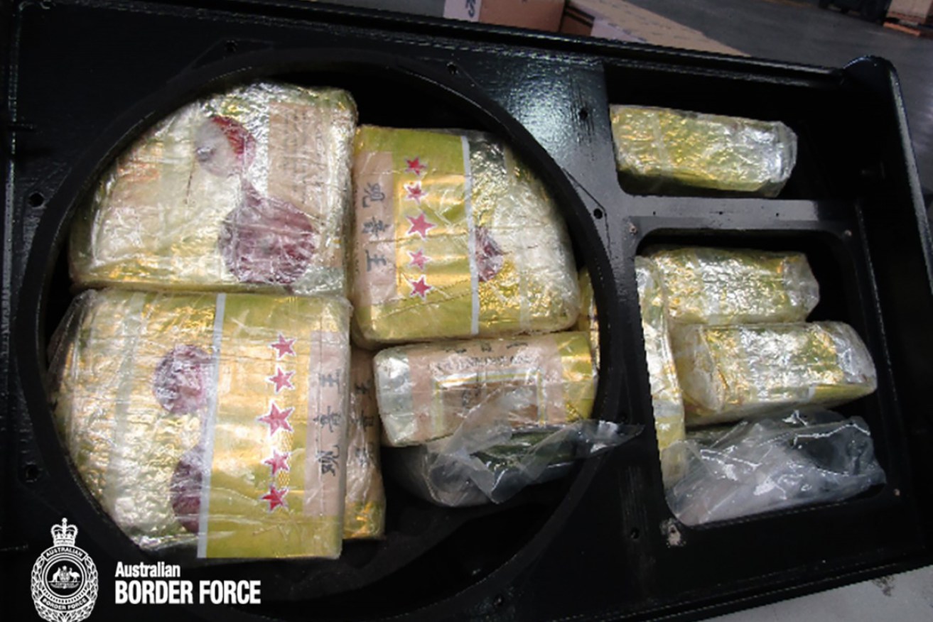 Australian Border Force officers found 1.6 tonnes of ice inside stereo speakers from Thailand.