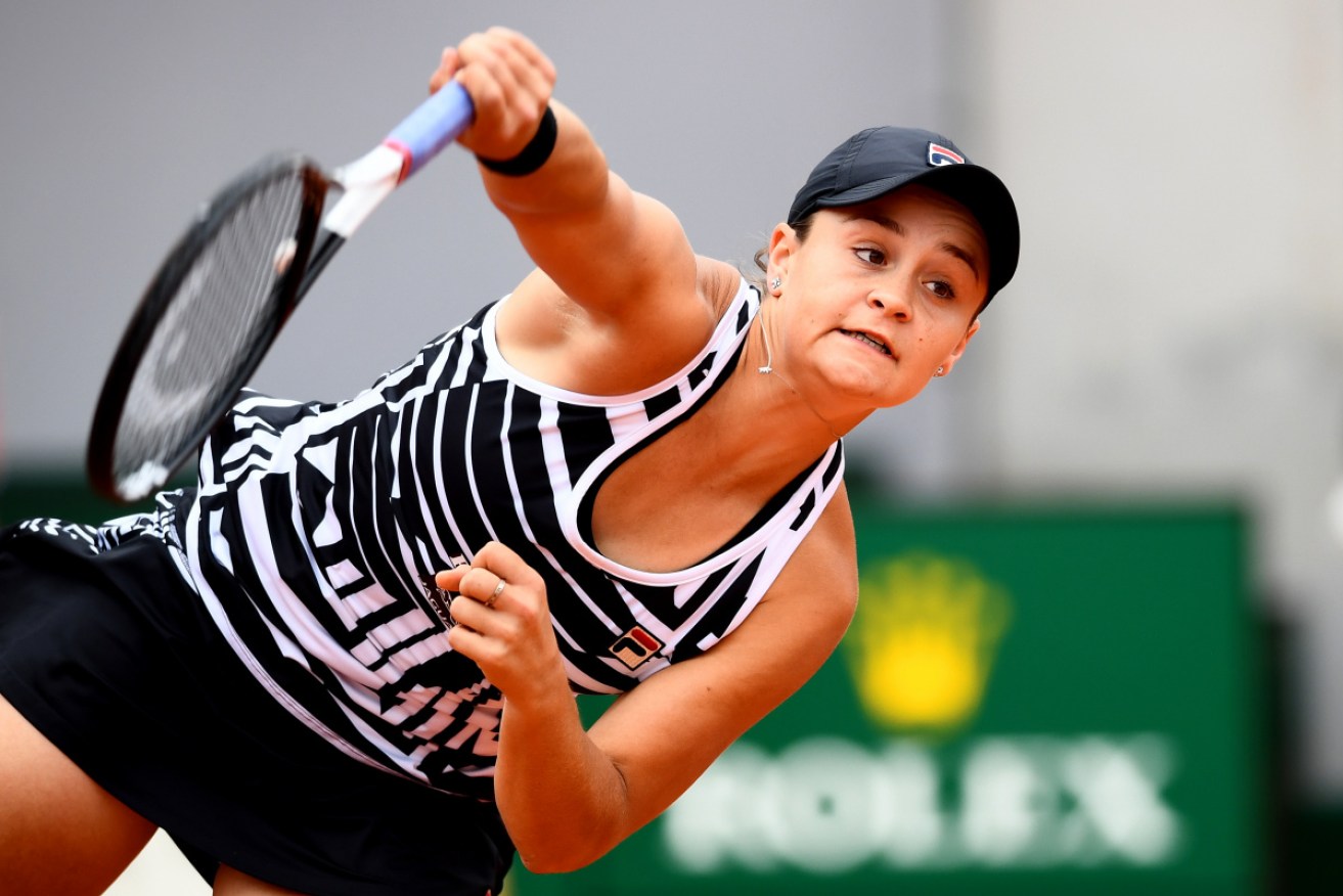 Ash Barty on the attack in the French Open semi-final. 