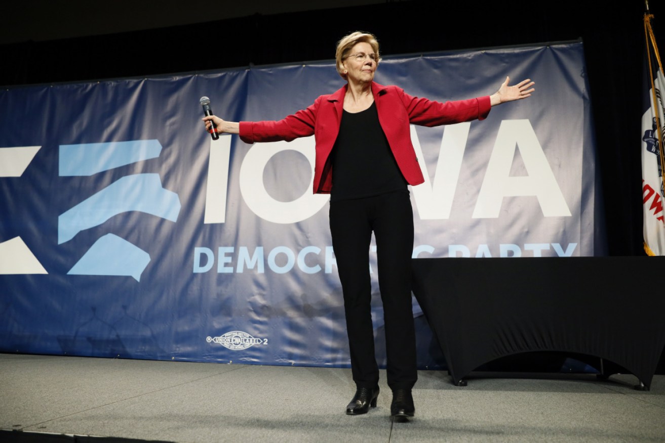 Democratic presidential candidate Elizabeth Warren speaks during the Iowa Democratic Party's Hall of Fame Celebration.