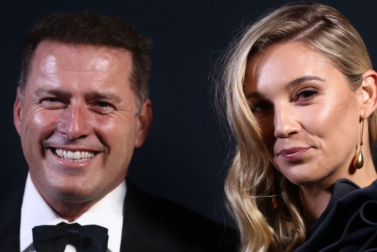 Karl Stefanovic and wife Jasmine Yarbrough at the Gold Dinner at Sydney's Fox Studios on May 30.
