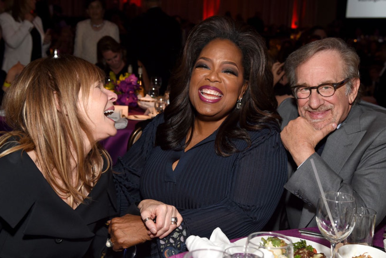 Steven Spielberg with wife Kate Capshaw and friend Oprah Winfrey at a Beverly Hills charity gala in November 2018.