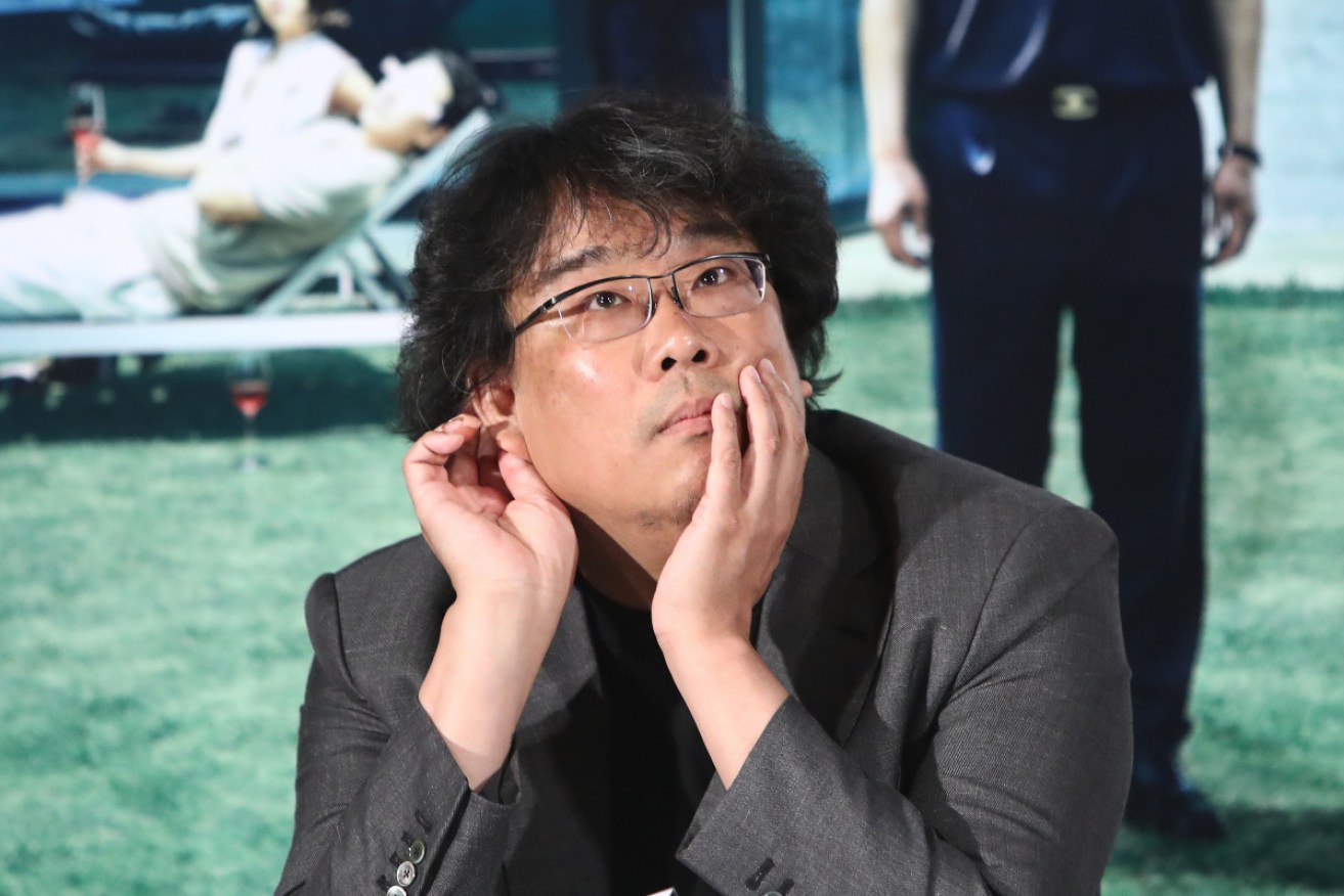 <i>Parasite</i> director Bong Joon-ho at a Seoul press conference for his film on May 28. 