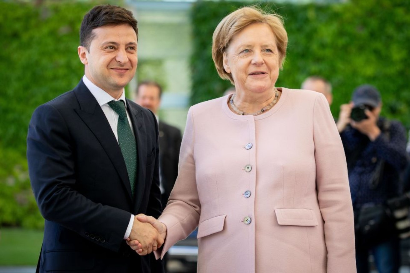 Angela Merkel receives Volodymyr Selensky, President of Ukraine.