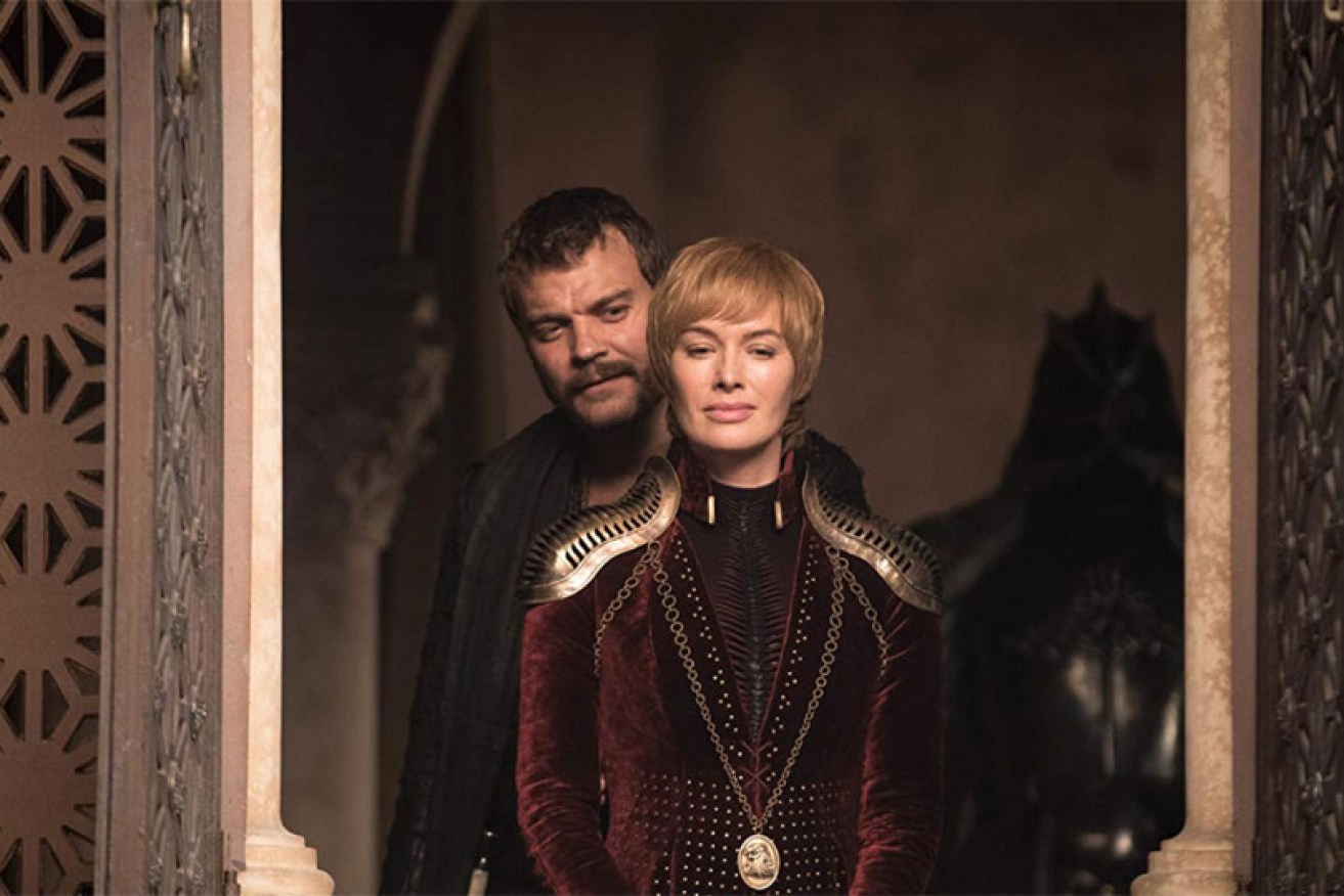 Euron Greyjoy (Pilou Asbaek) and Cersei Lannister (Lena Headey) plan world domination on <i>Game of Thrones.</i>