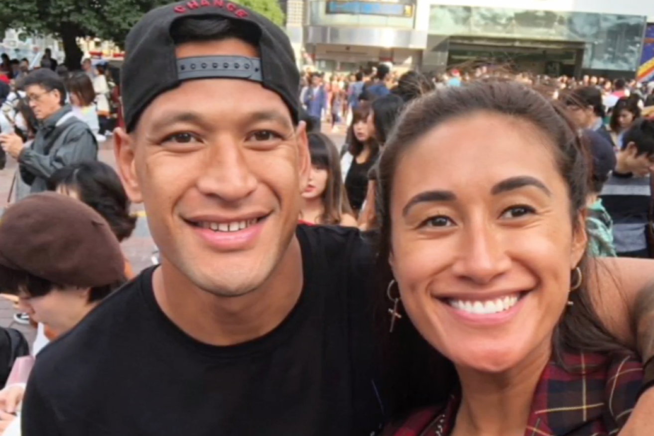 Israel Folau, with wife Maria. Donations are pouring into an Australian Christian Lobby fund set up to help pay for his legal battle.