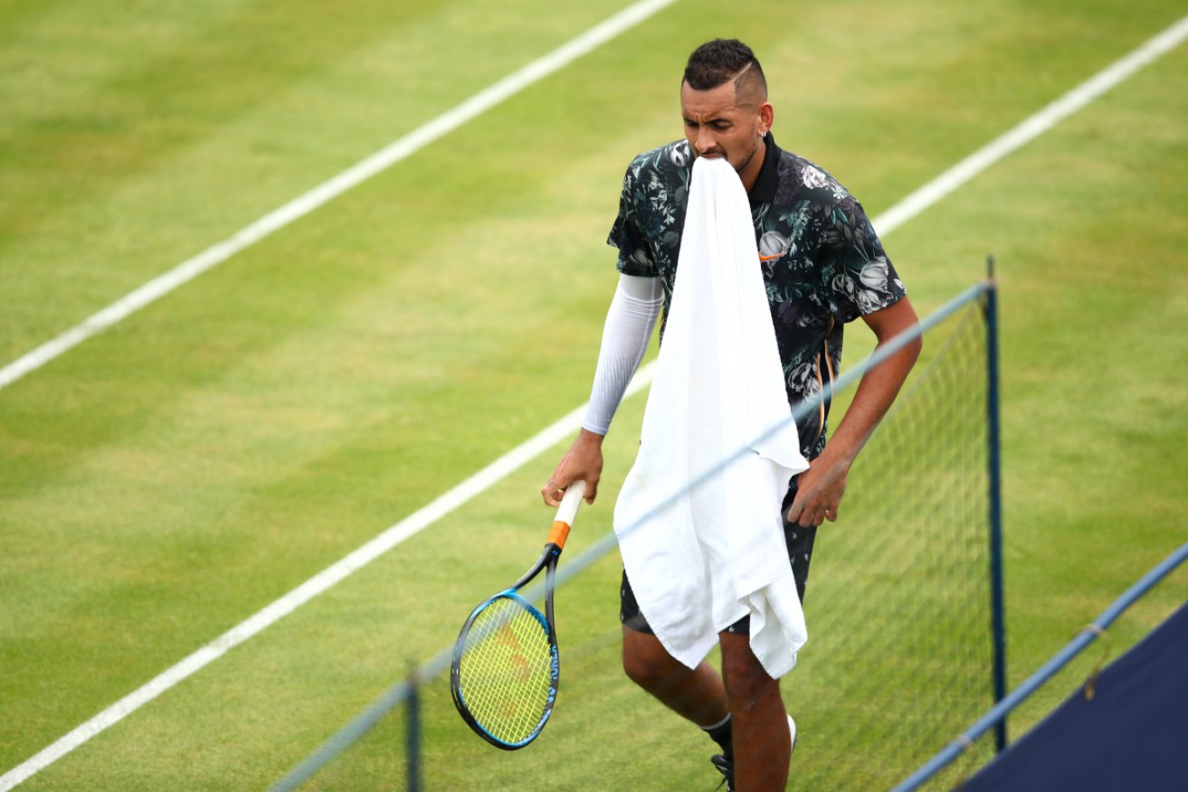 Nick Kyrgios in meltdown mode at Queens. 