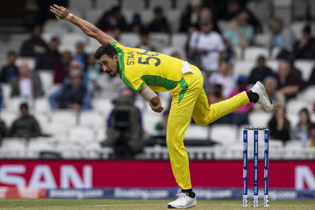 Australia's Mitchell Starc in full flight at the World Cup. 