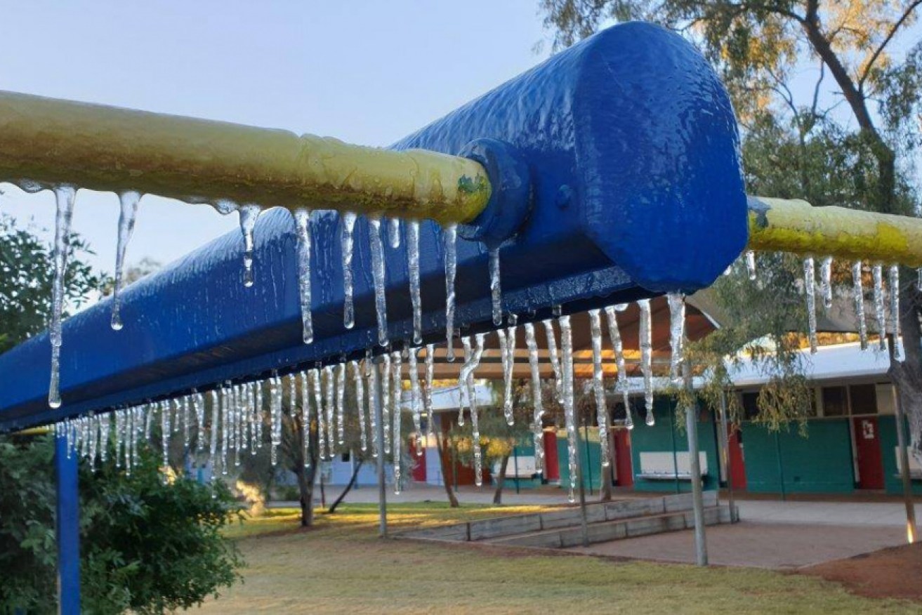 Maintenance officer Michael Smith snapped this photo of icicles in the playground in Alice Springs. 
