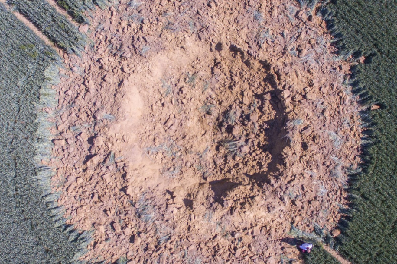 The blast left a massive crater in the paddock.
