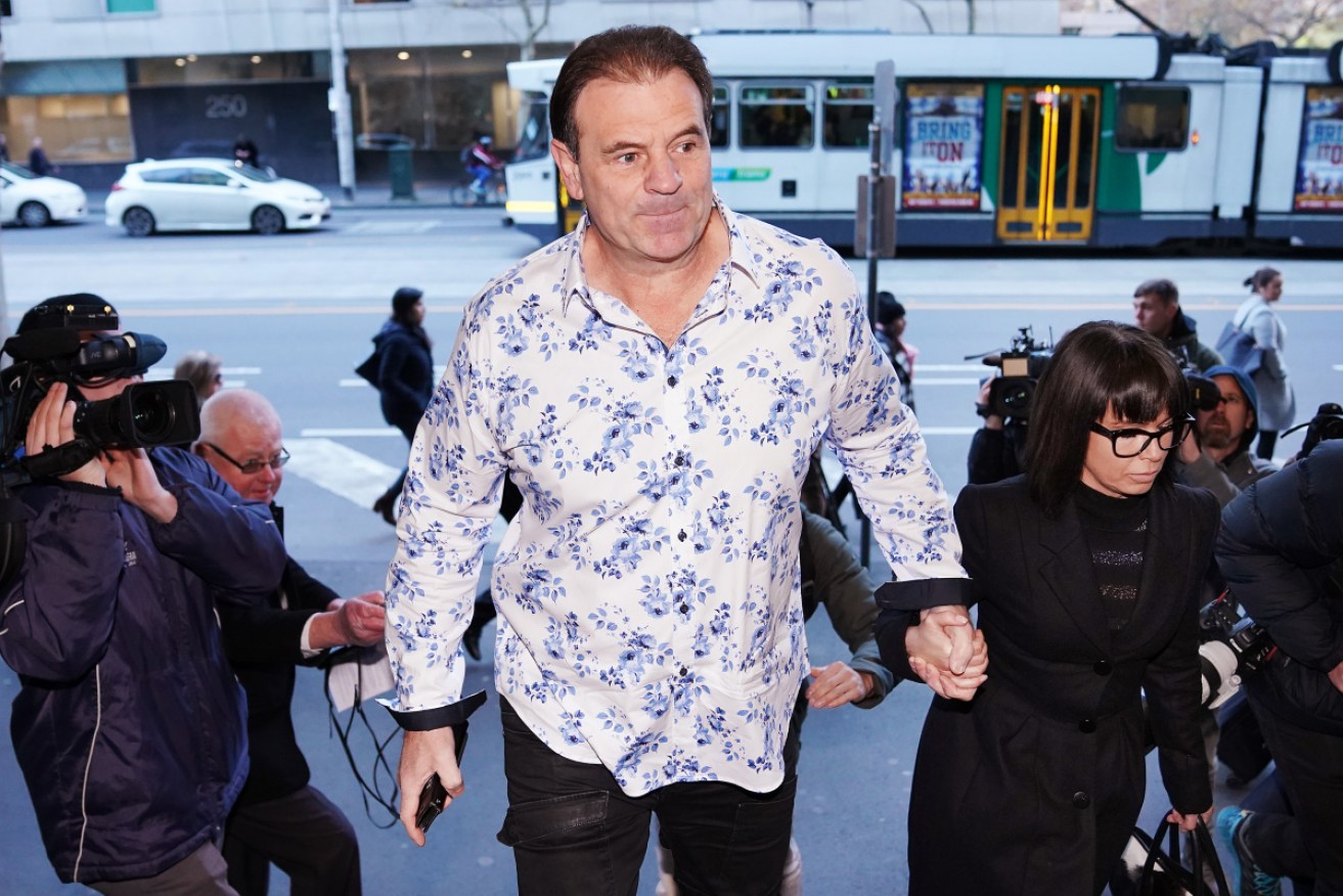 John Setka arrives at the Melbourne Magistrates Court with his wife Emma Walters.