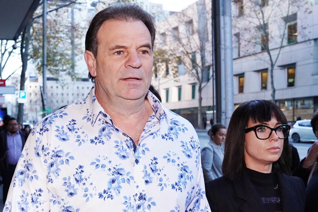 John Setka and his wife Emma Walters outside court on Wednesday. 