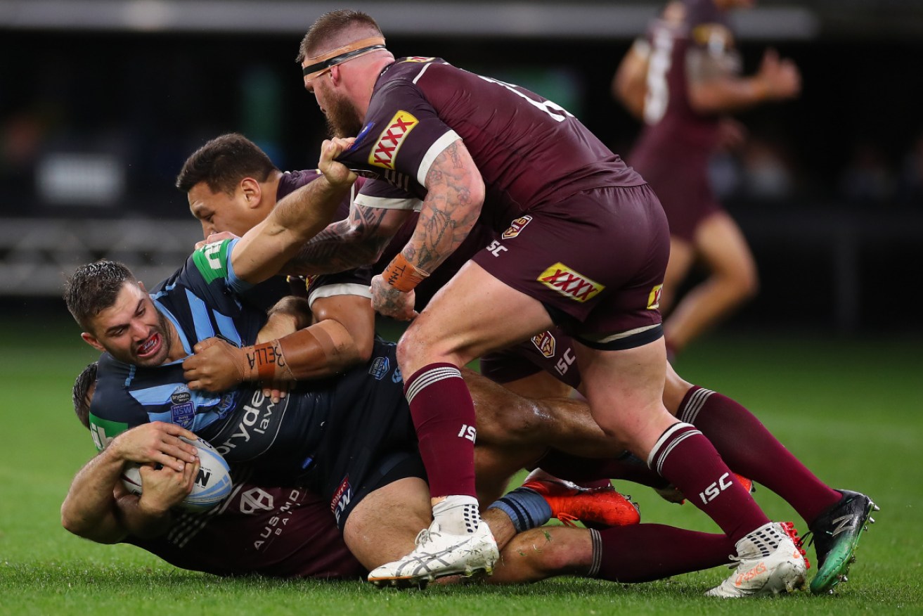Action from the second 2019 State of Origin game in Perth.