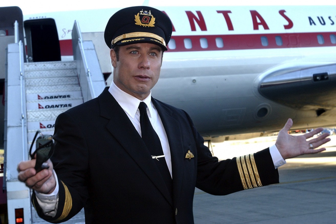 John Travolta and his Qantas 707 in Sydney in 2003.