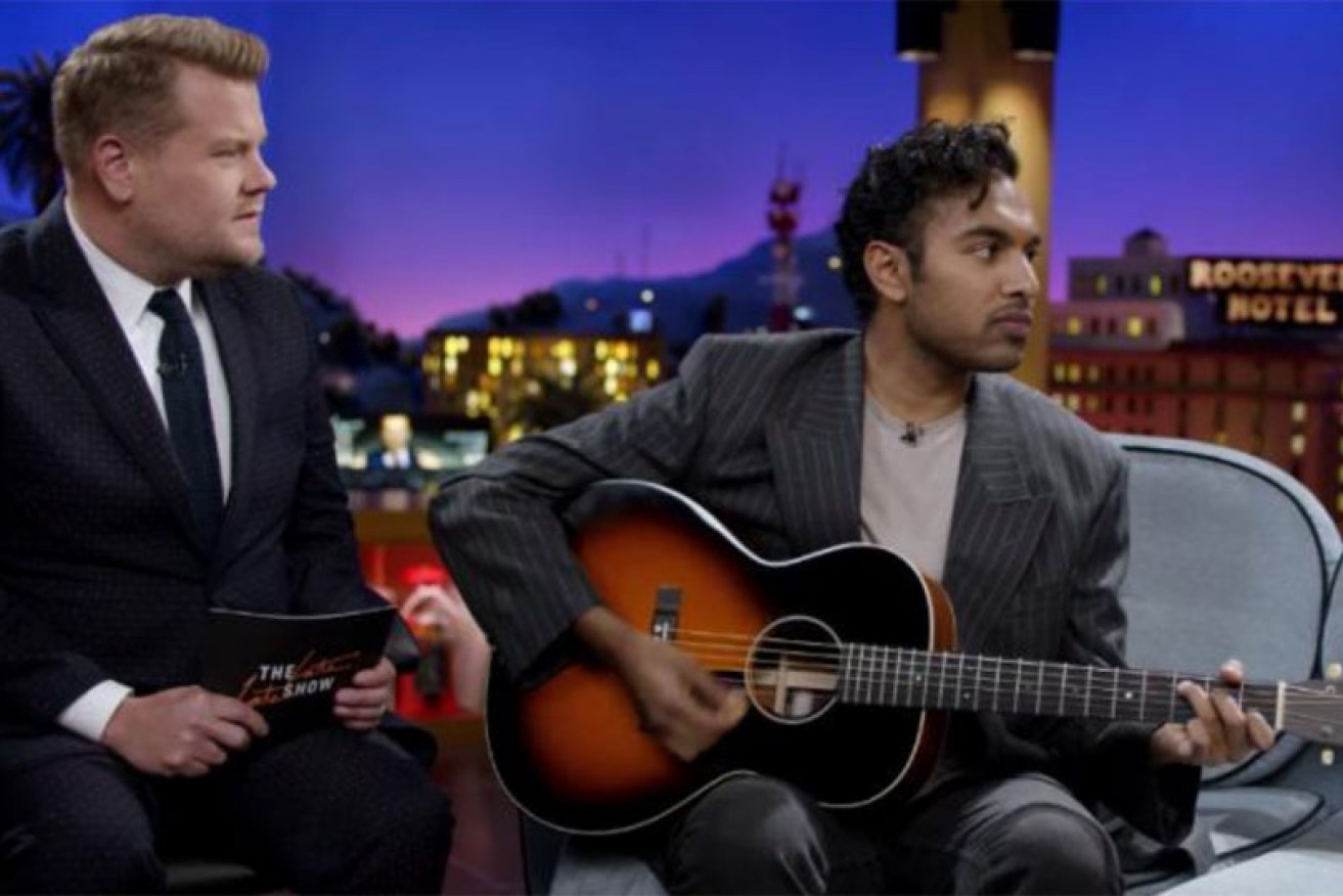 With star Himesh Patel, James Corden gets in on the action as himself in <i>Yesterday.</i>