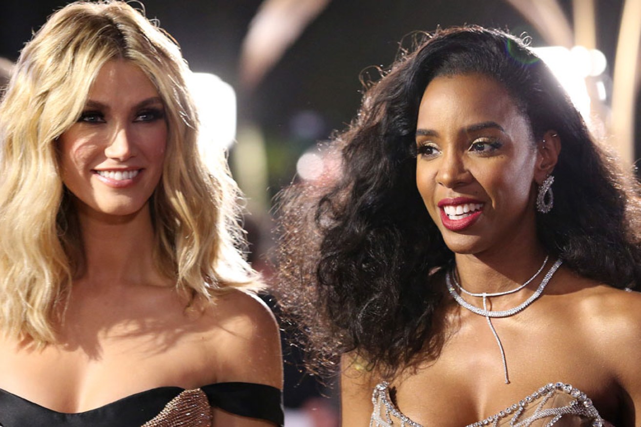 <i>The Voice's</i> Delta Goodrem and Kelly Rowland at the Logies 2019 on June 30 on the Gold Coast.