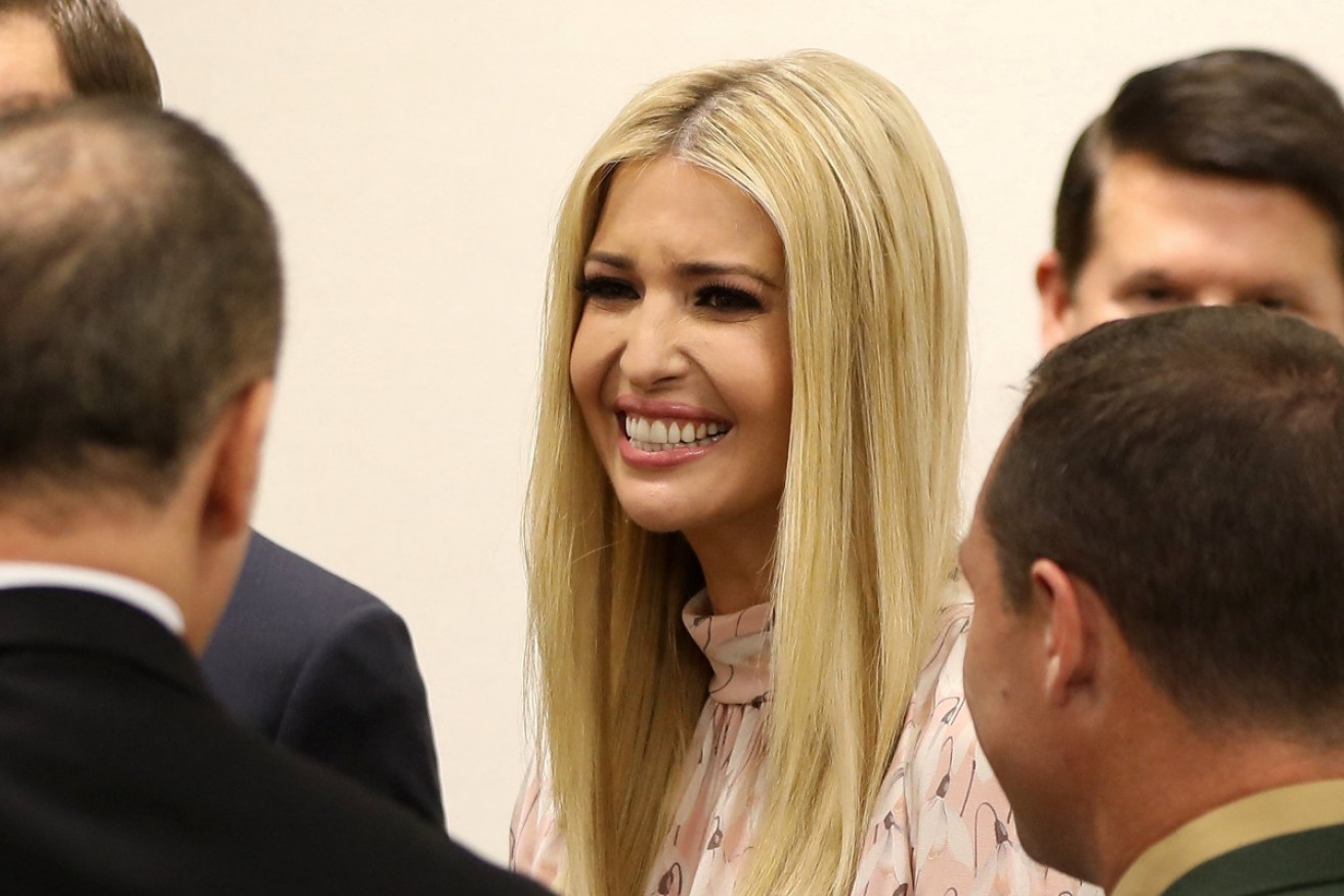 Ivanka Trump shortly before her awkward chat with some of the world's leaders.