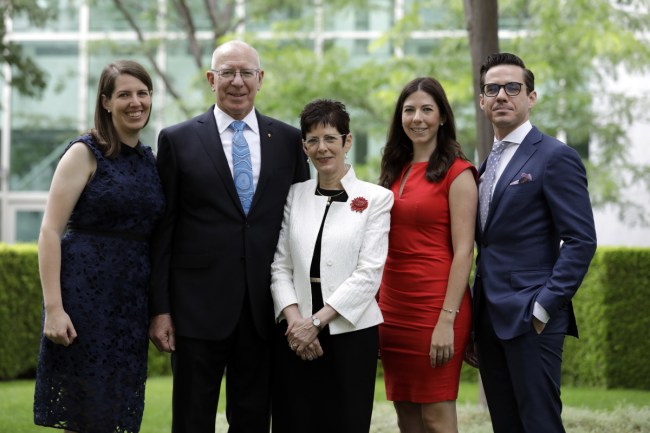 Mr Hurley with his wife Linda and children Caitlin, Amelia and Marcus. Photo: Getty