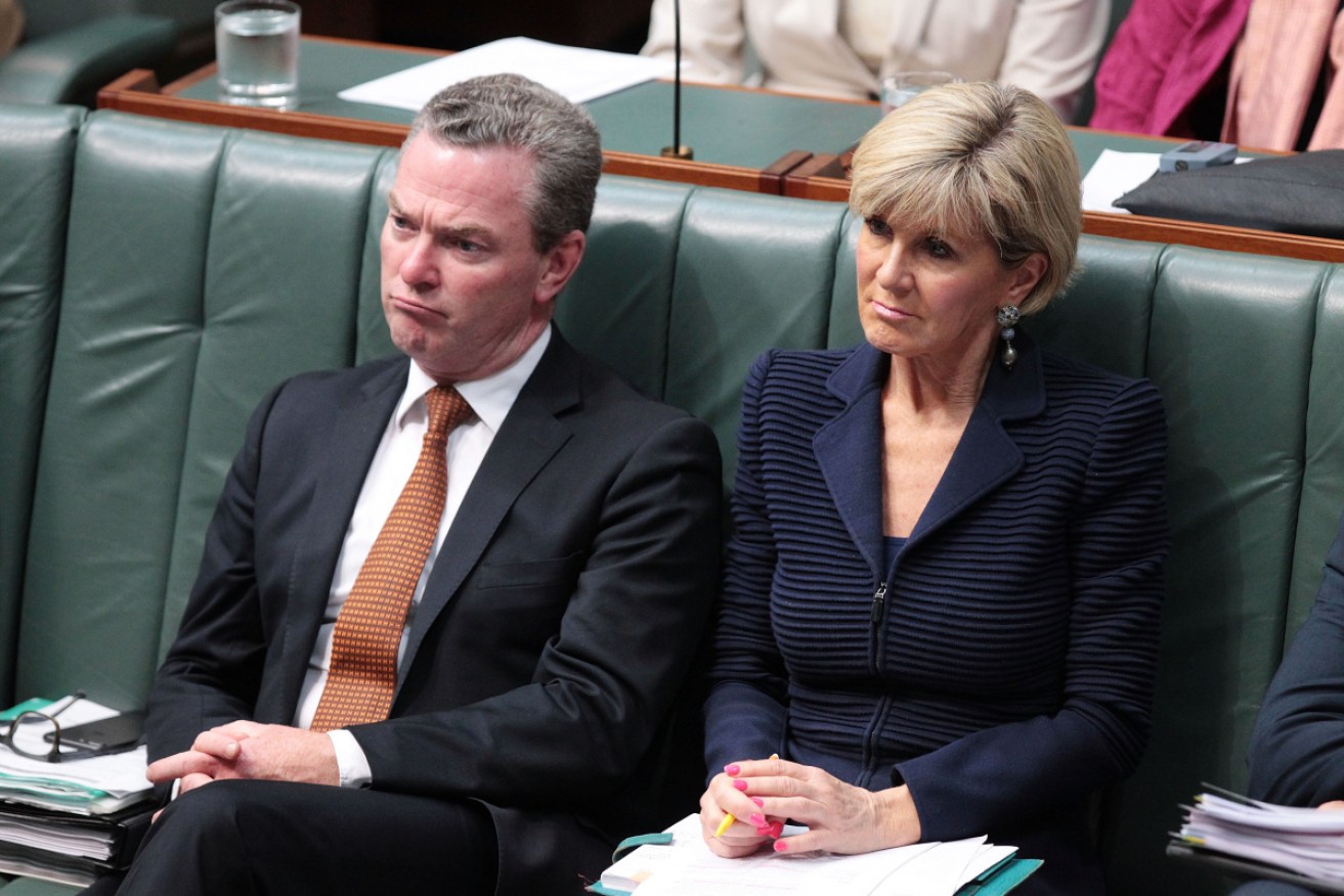 Christopher Pyne and Julie Bishop in Parliament.