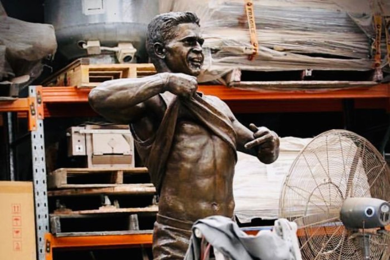 The statue commemorating Nicky Winmar's response to racial taunts will be unveiled this weekend. 