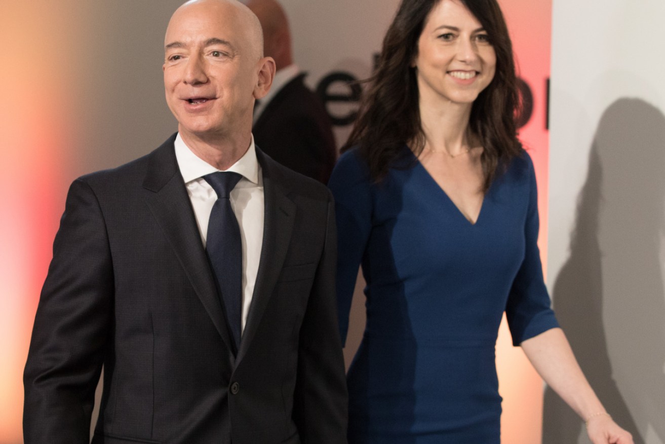 Jeff and Mackenzie Bezos pictured together at an awards ceremony in 2018.