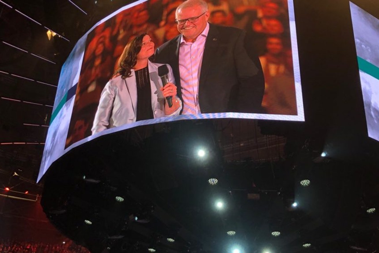 Prime Minister Scott Morrison with wife Jenny at the Hillsong conference.