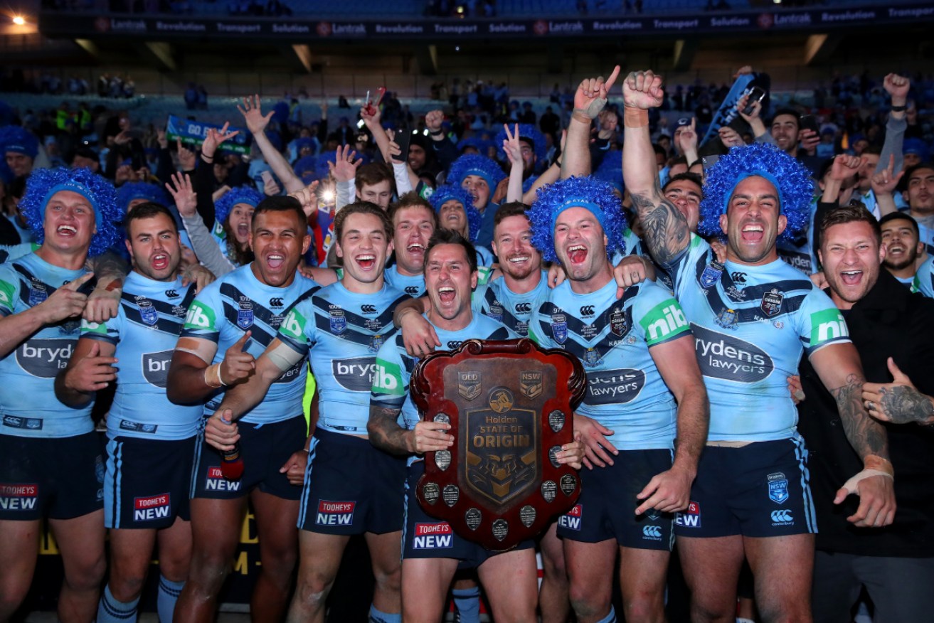 NSW players let it all hang out after winning Origin III. 