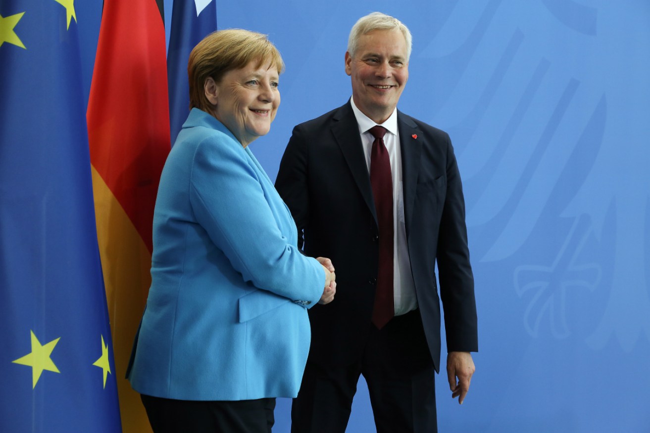 Angela Merkel with Finnish Prime Minister Antti Rinne in Berlin.