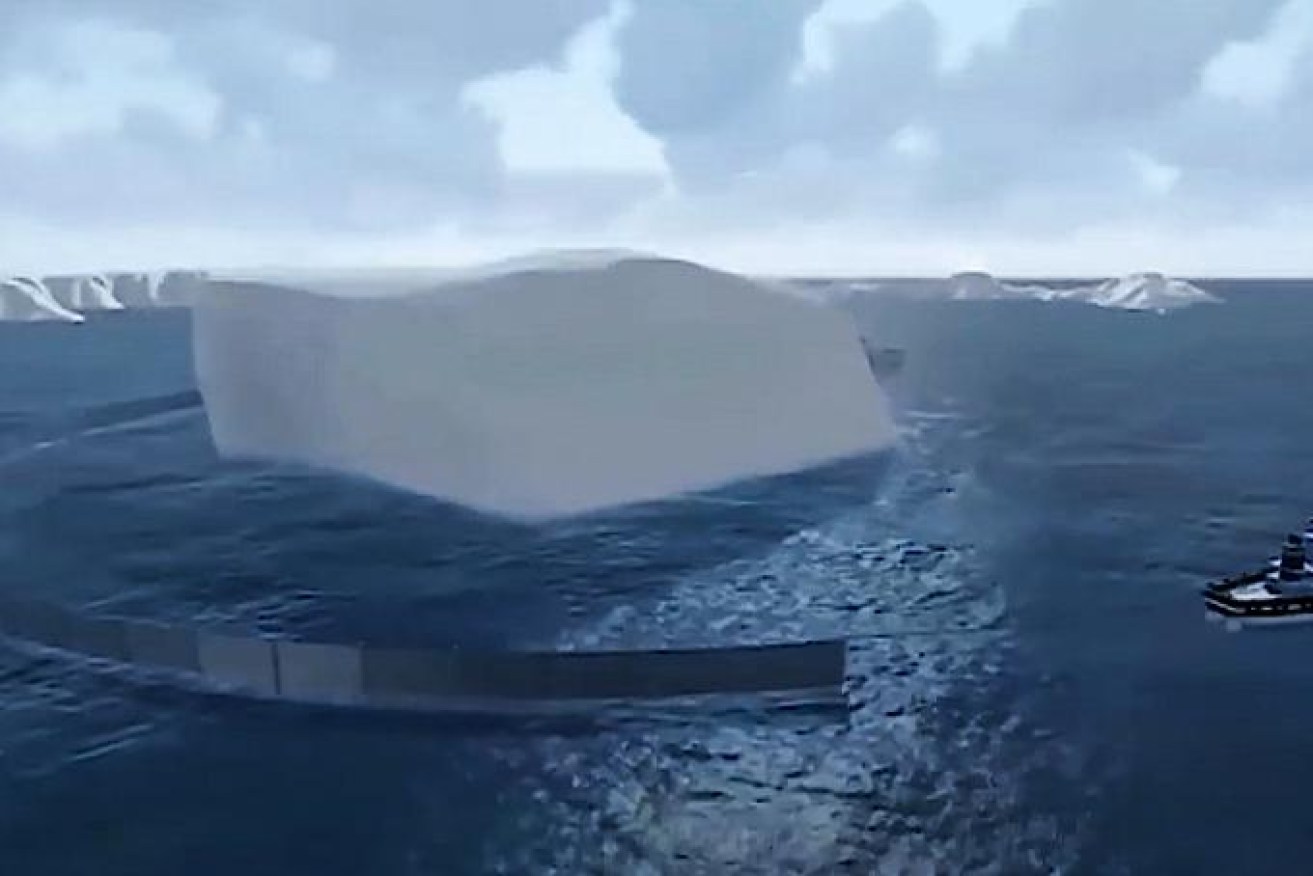 A 3D concept of an iceberg being towed from Antarctica to the UAE.