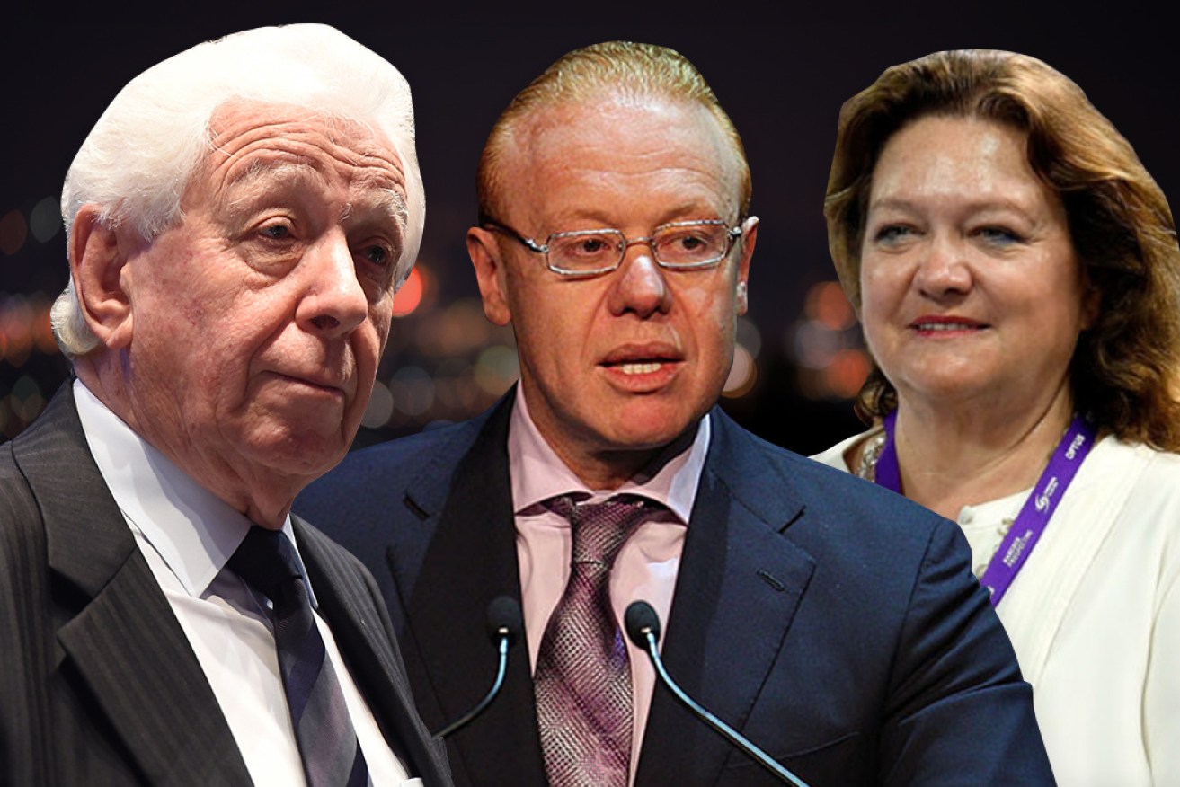 Frank Lowy, Anthony Pratt and Gina Rinehart are among Australia's wealthiest people. 