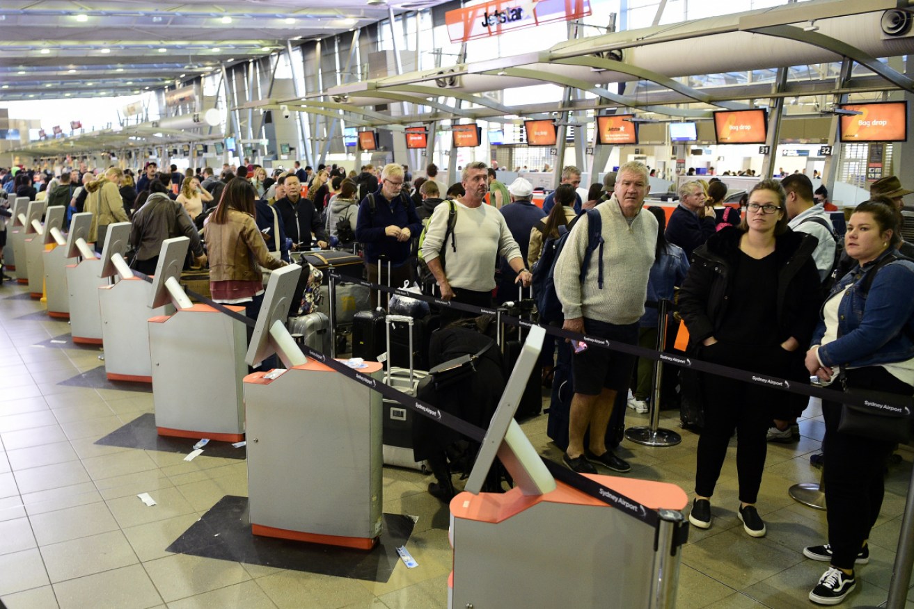 Lengthy delays in the domestic terminal at the weekend were replicated on Monday for international passengers.