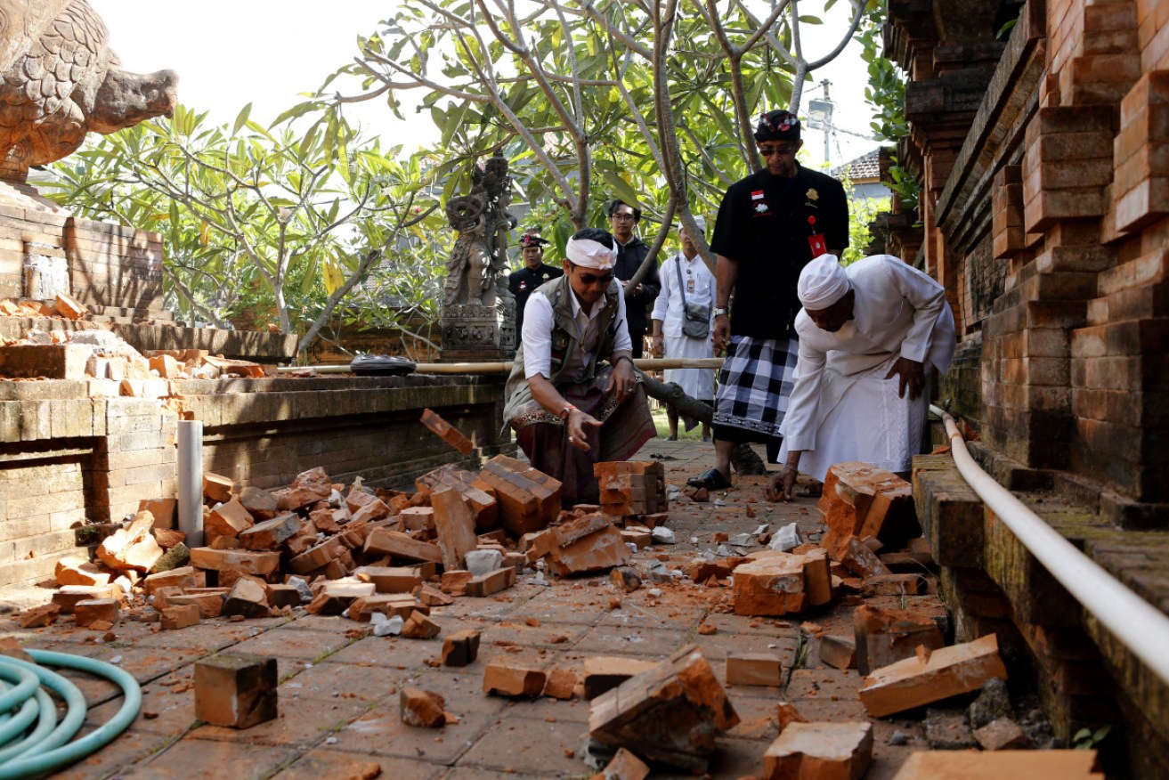 A Balinese temple suffered minor damage in the earthquake.