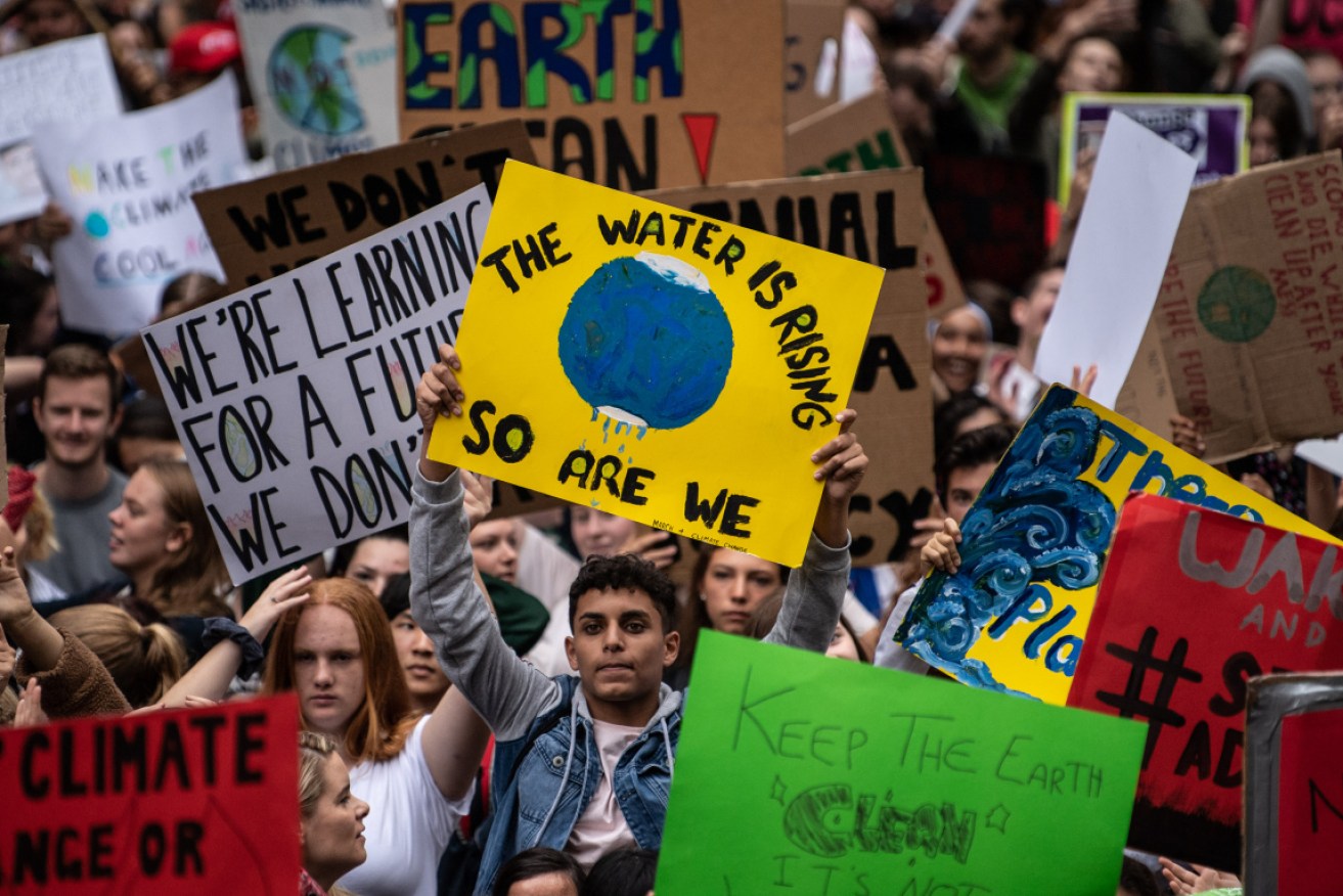 Young people have their say at a Climate Change Awareness march in March.