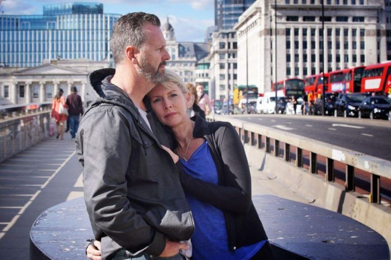 Mark and Julie Wallace visited the area in London where their daughter Sara Zelenak was killed in a terrorist attack. 