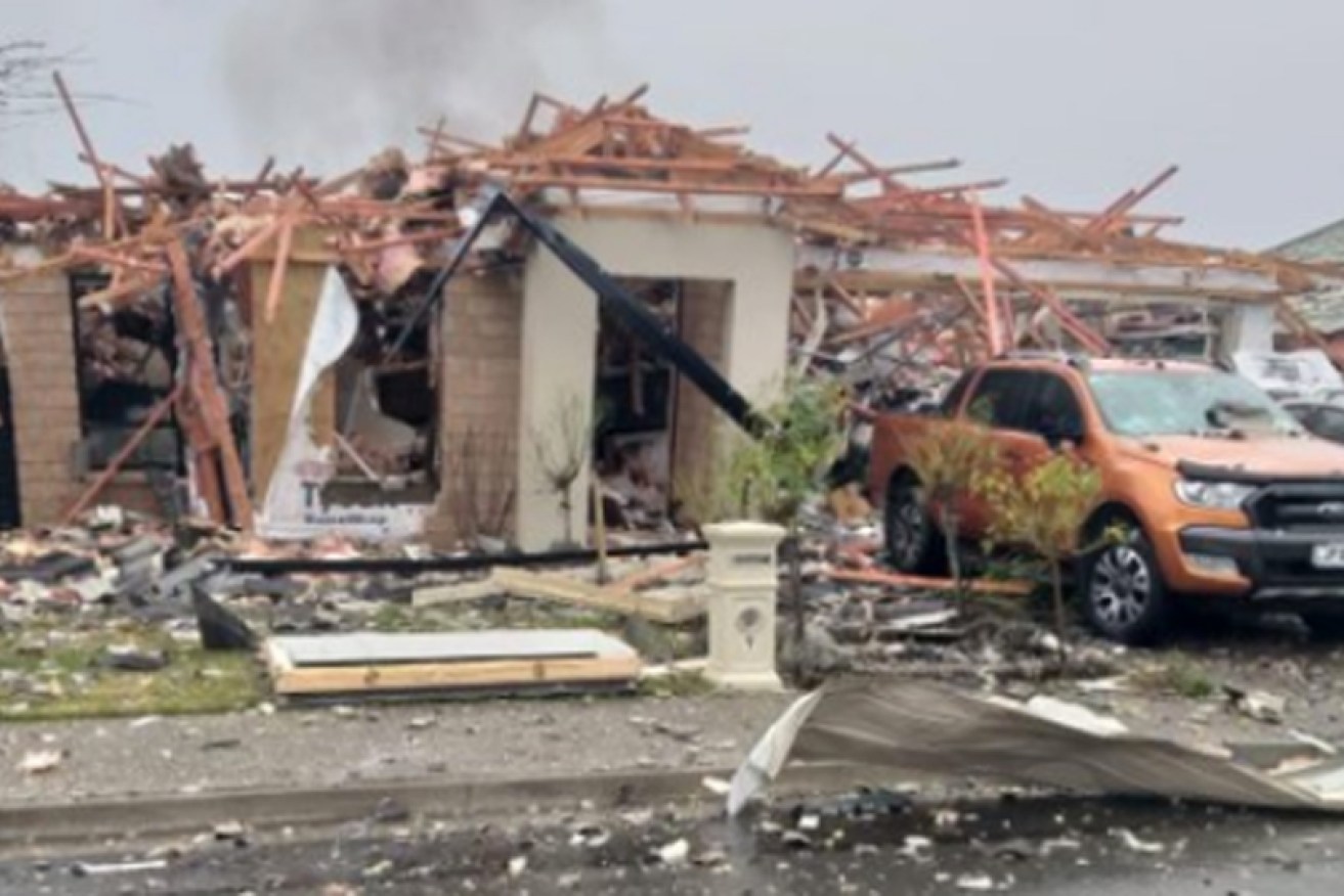 The scene in the Christchurch suburb of Norwood after Friday morning's explosion.