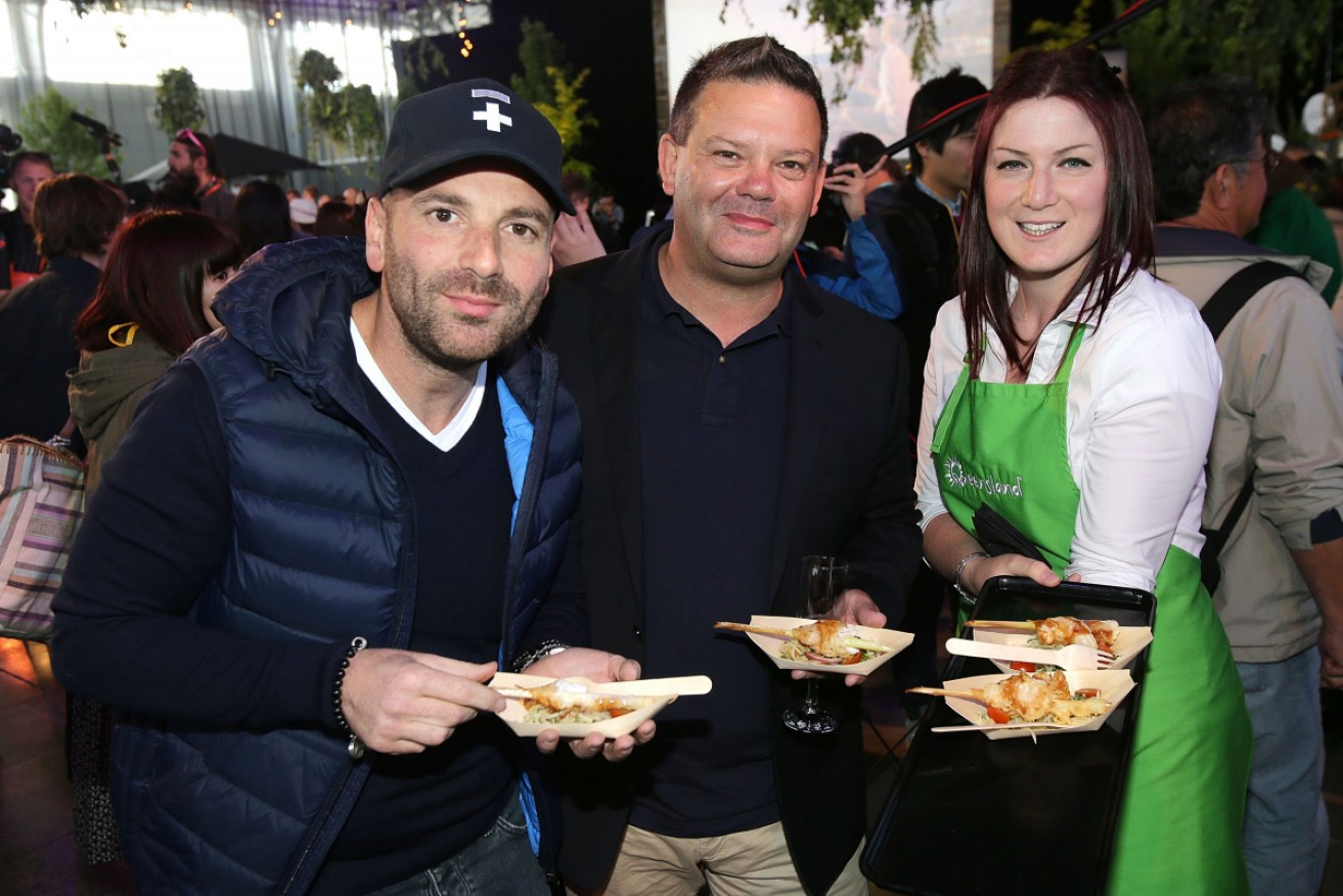 George Calombaris (left) at a food industry event with MasterChef co-host Gary Mehigan.