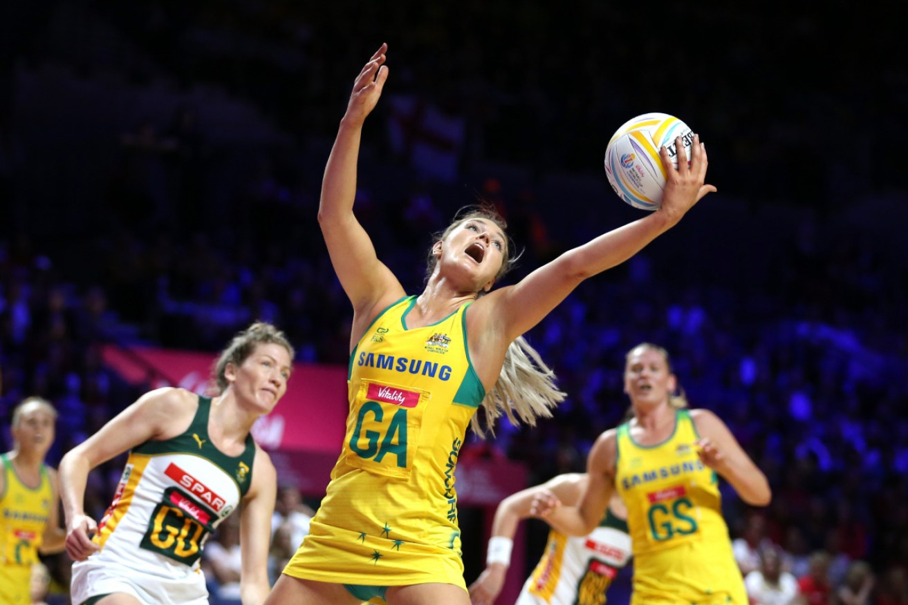 Australia's Gretel Tippett during the Netball World Cup match against South Africa. 