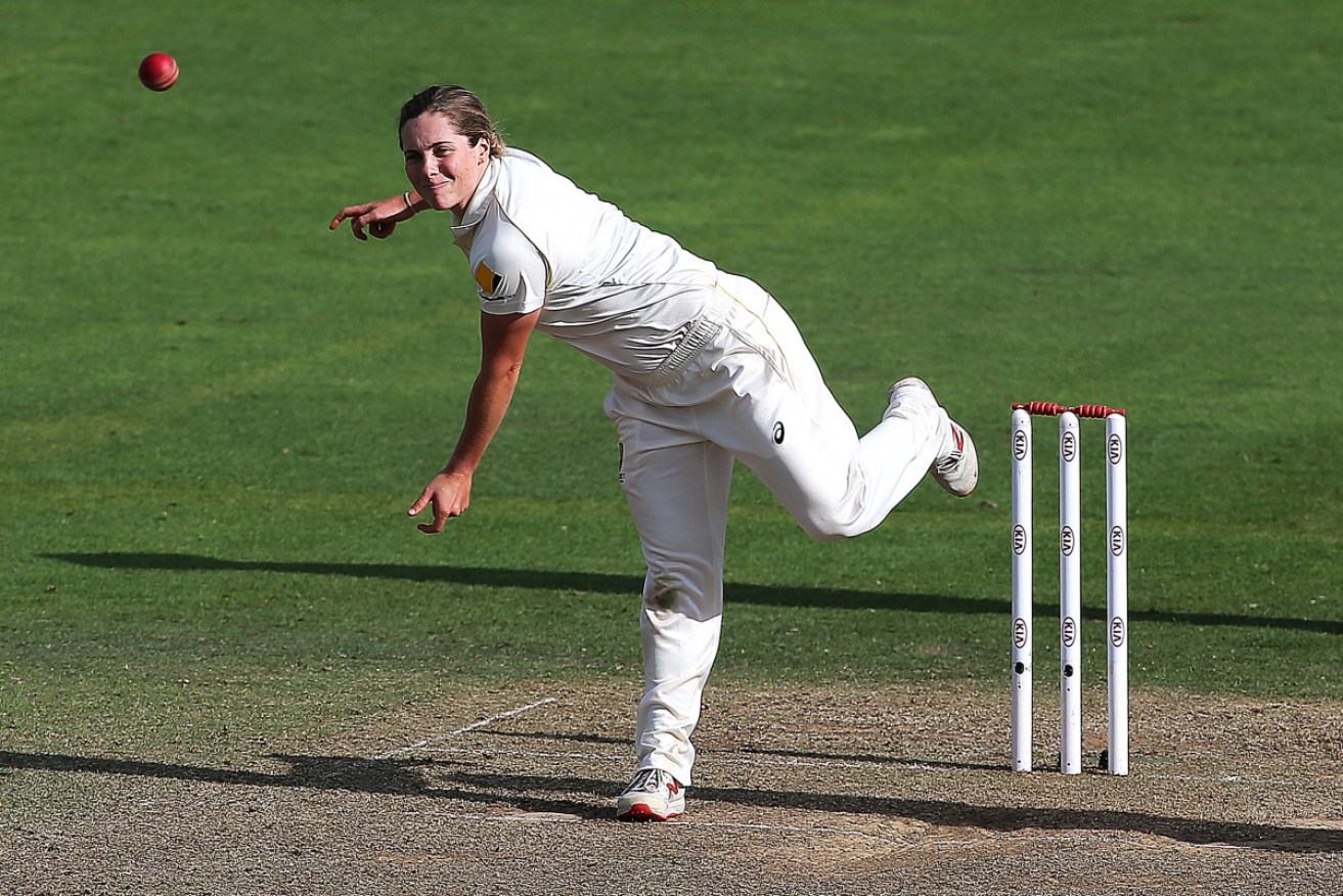 On top: Australia's Sophie Molineux during day three of the Women's Ashes Test match.