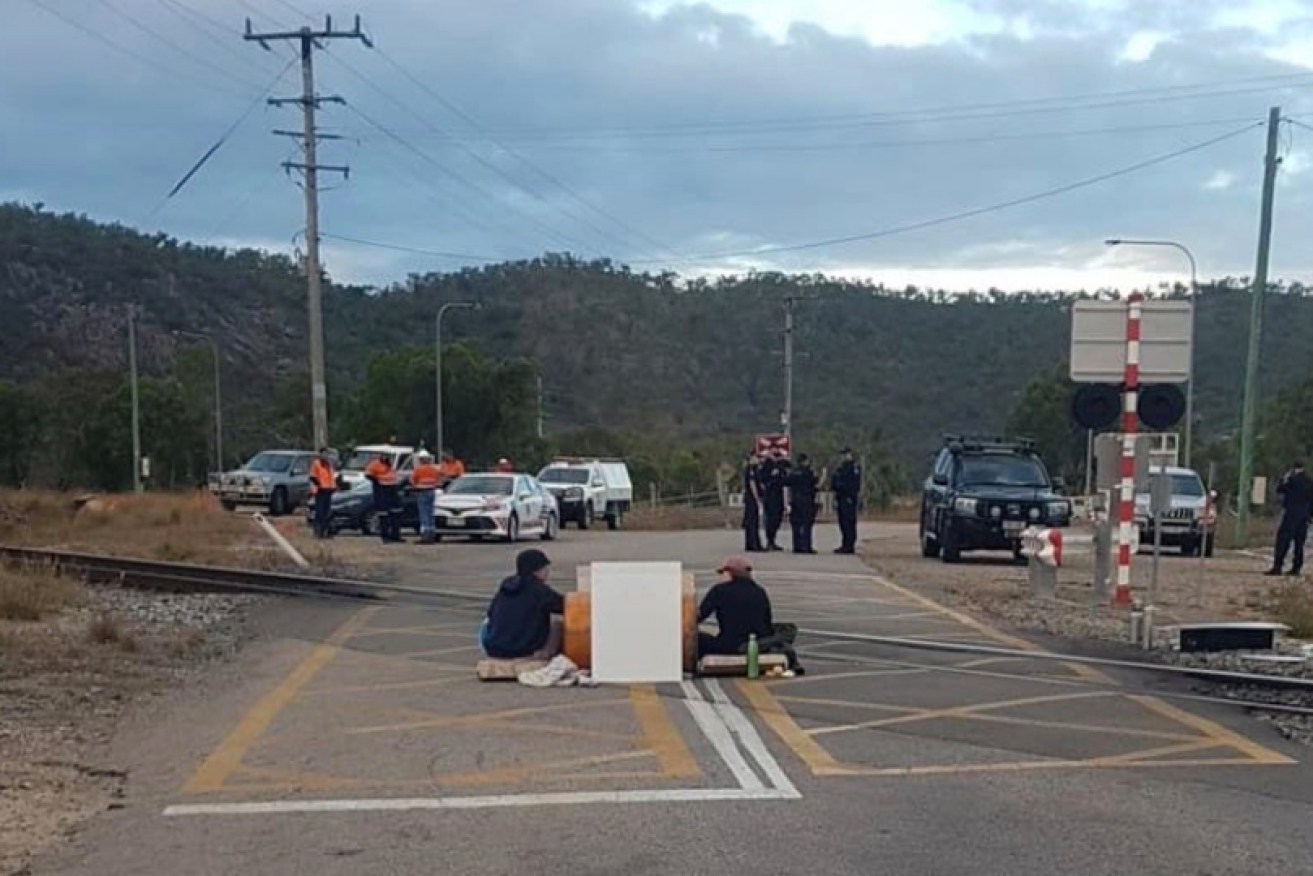 Monday's anti-Adani protest near Bowen, in northern Queensland.