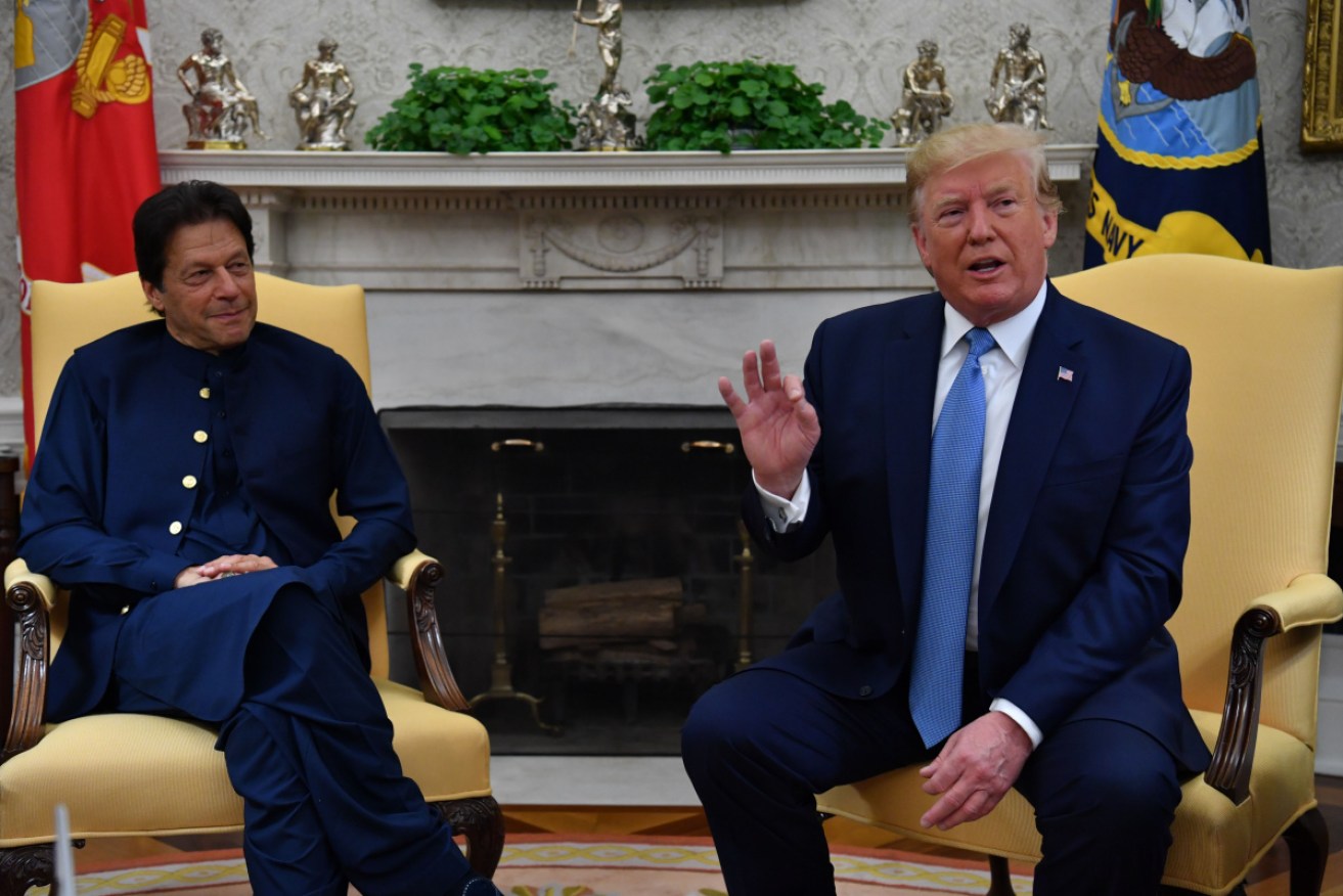 US President Donald Trump talked up possible peace deals with Pakistani Prime Minister Imran Khan at the White House.
