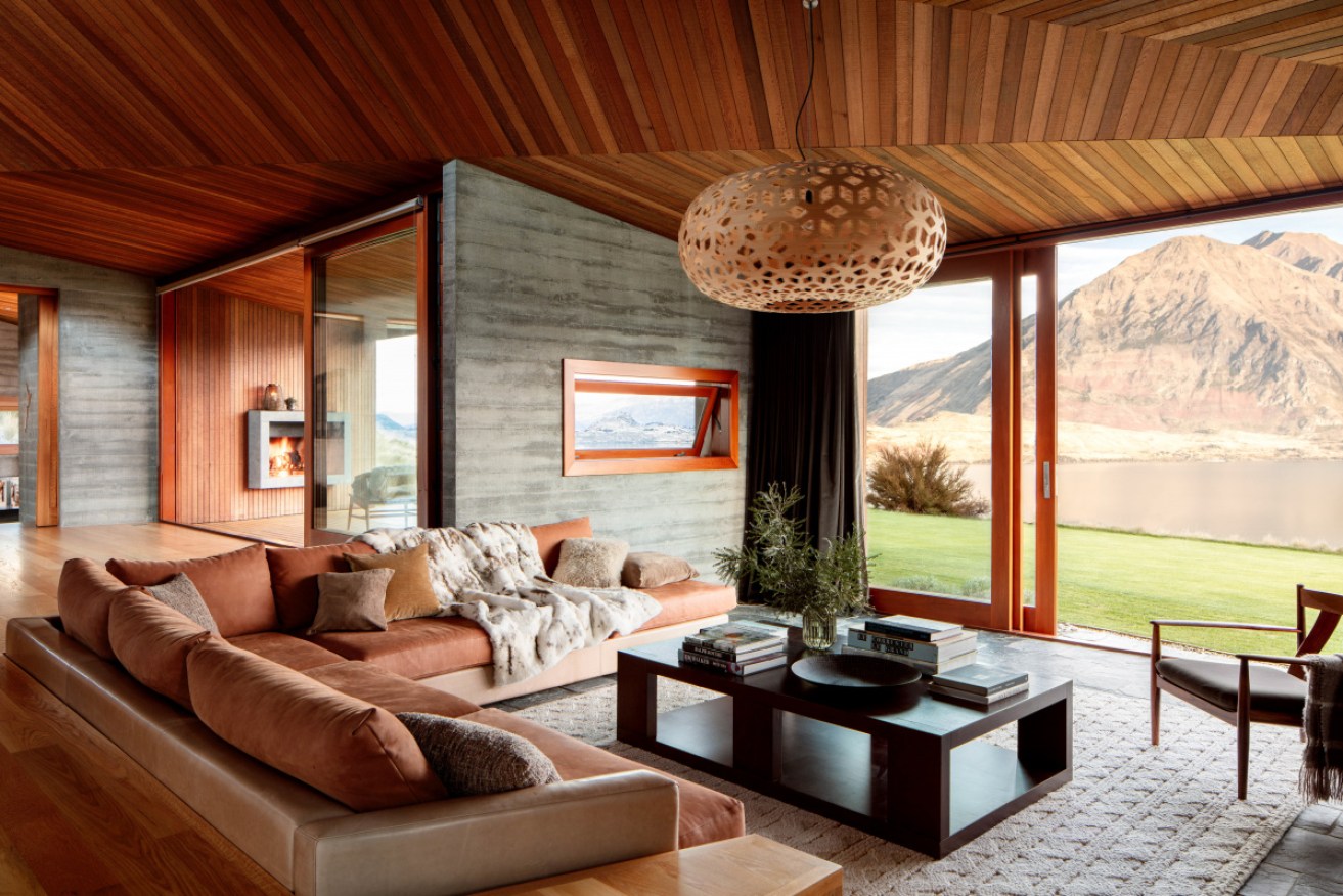 The living room at Te Kahu Lodge, on New Zealand's South Island – yours for a mere $33,000 a night