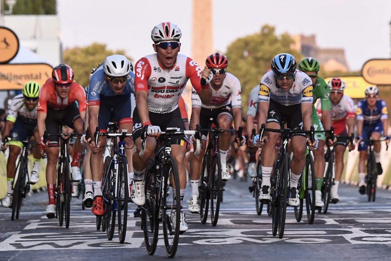 Caleb Ewan wins the final stage of the Tour de France in Paris. 